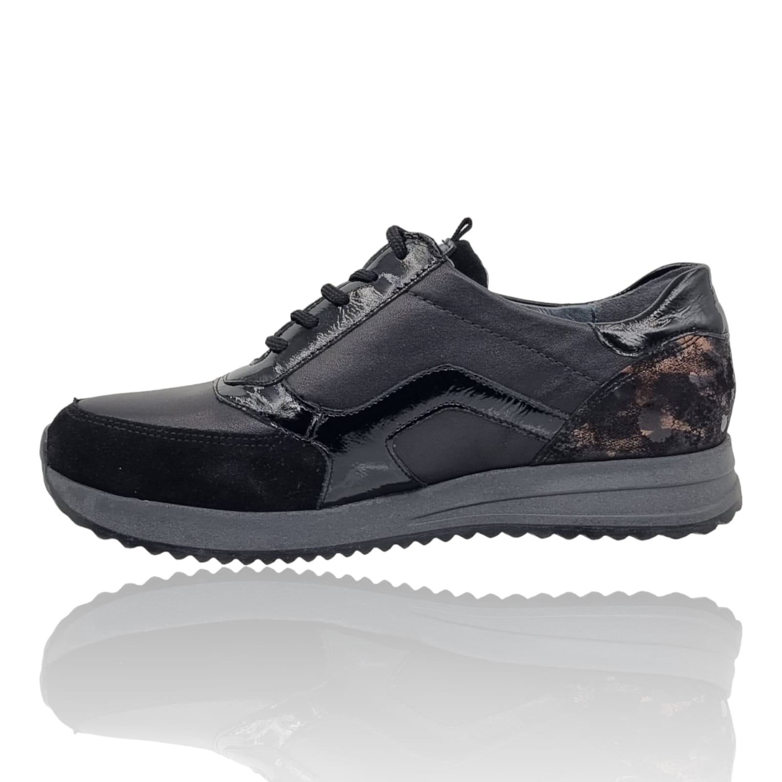 Pantofi Damă Casual Confort Din Piele Negru Neagră 25215