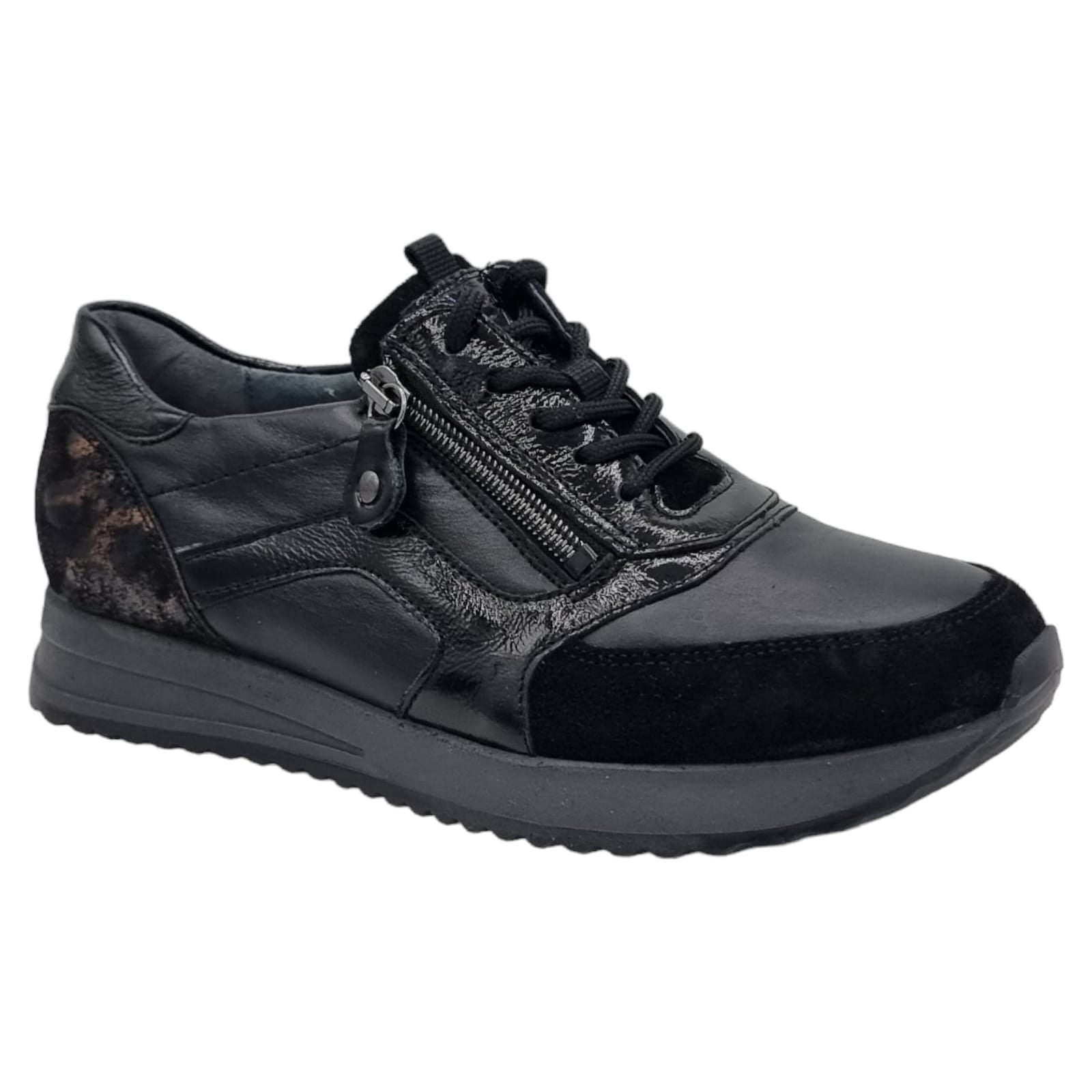 Pantofi Damă Casual Confort Din Piele Negru Neagră 25215
