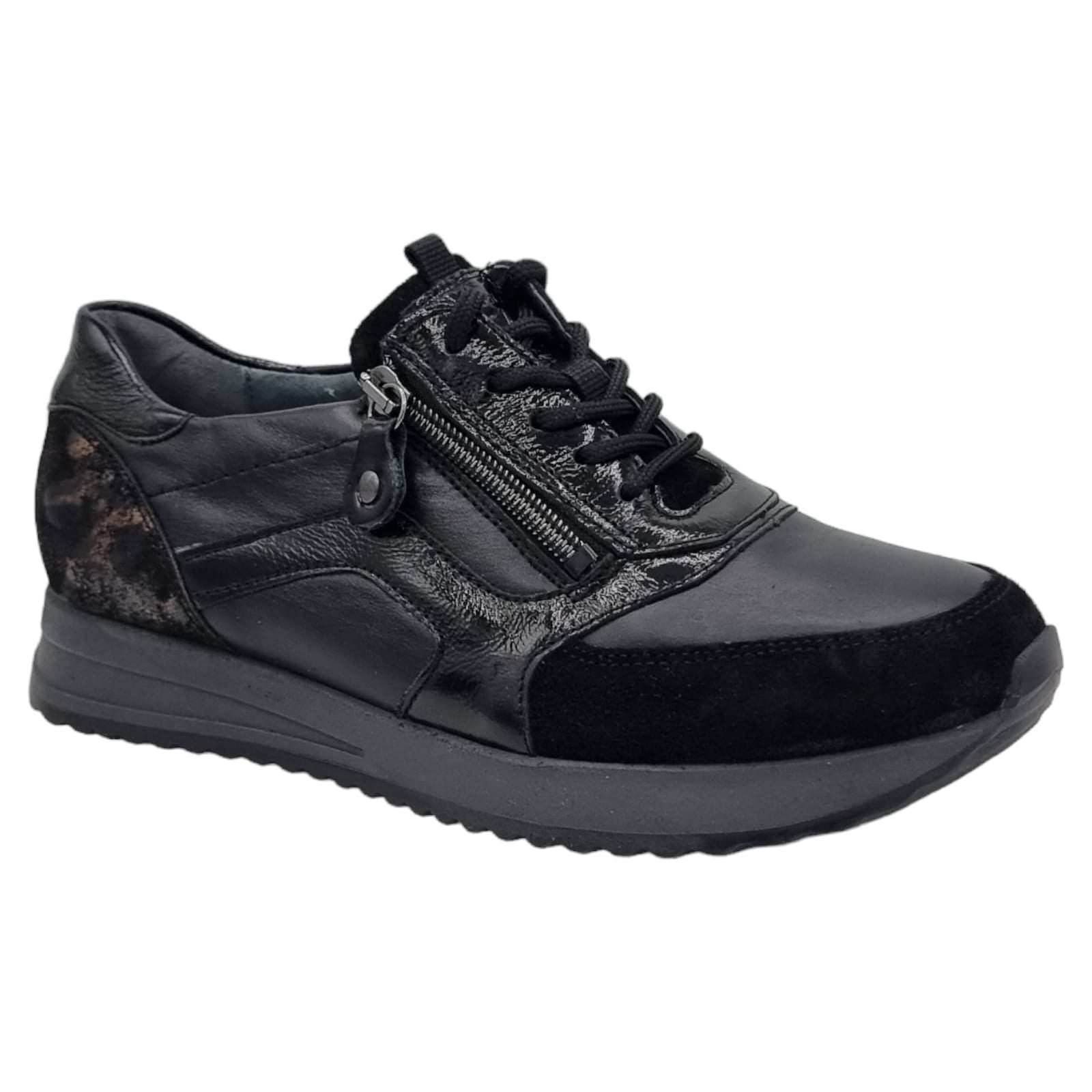 Pantofi Damă Casual Confort Din Piele Negru Neagră 25215
