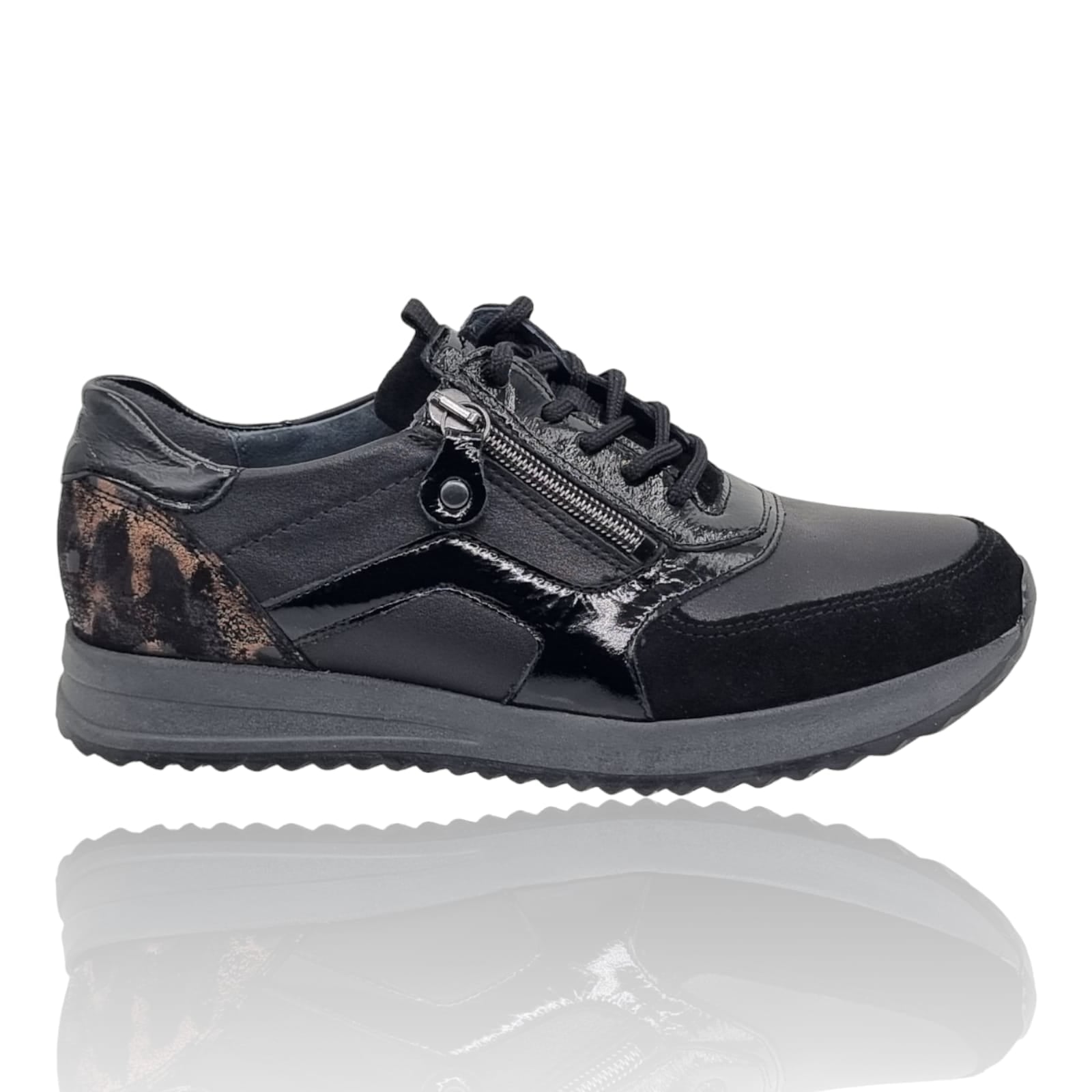 Pantofi Damă Casual Confort Din Piele Negru Neagră 25215