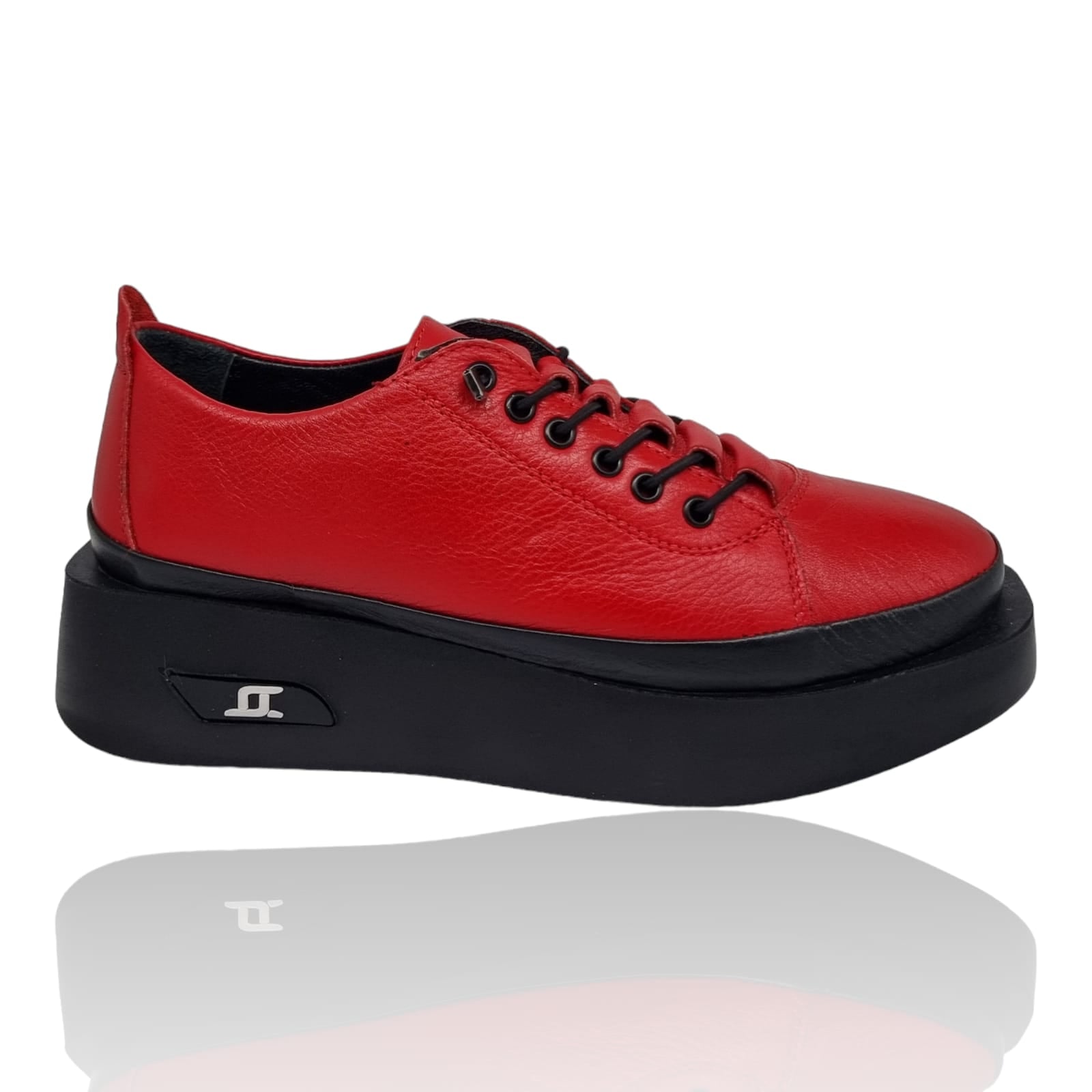 Pantofi Damă Casual Confort Din Piele Naturala Rosu 25201