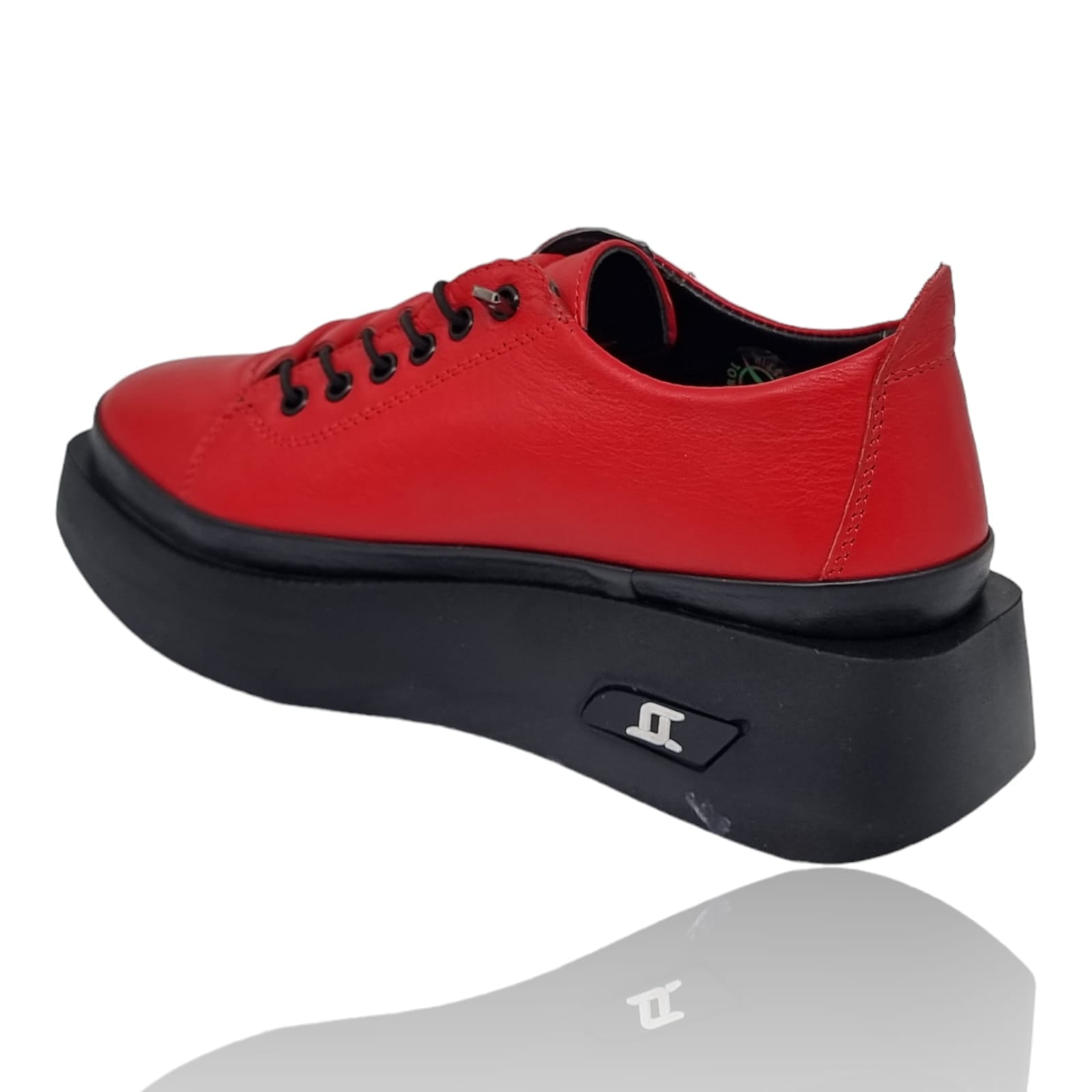 Pantofi Damă Casual Confort Din Piele Naturala Rosu 25201