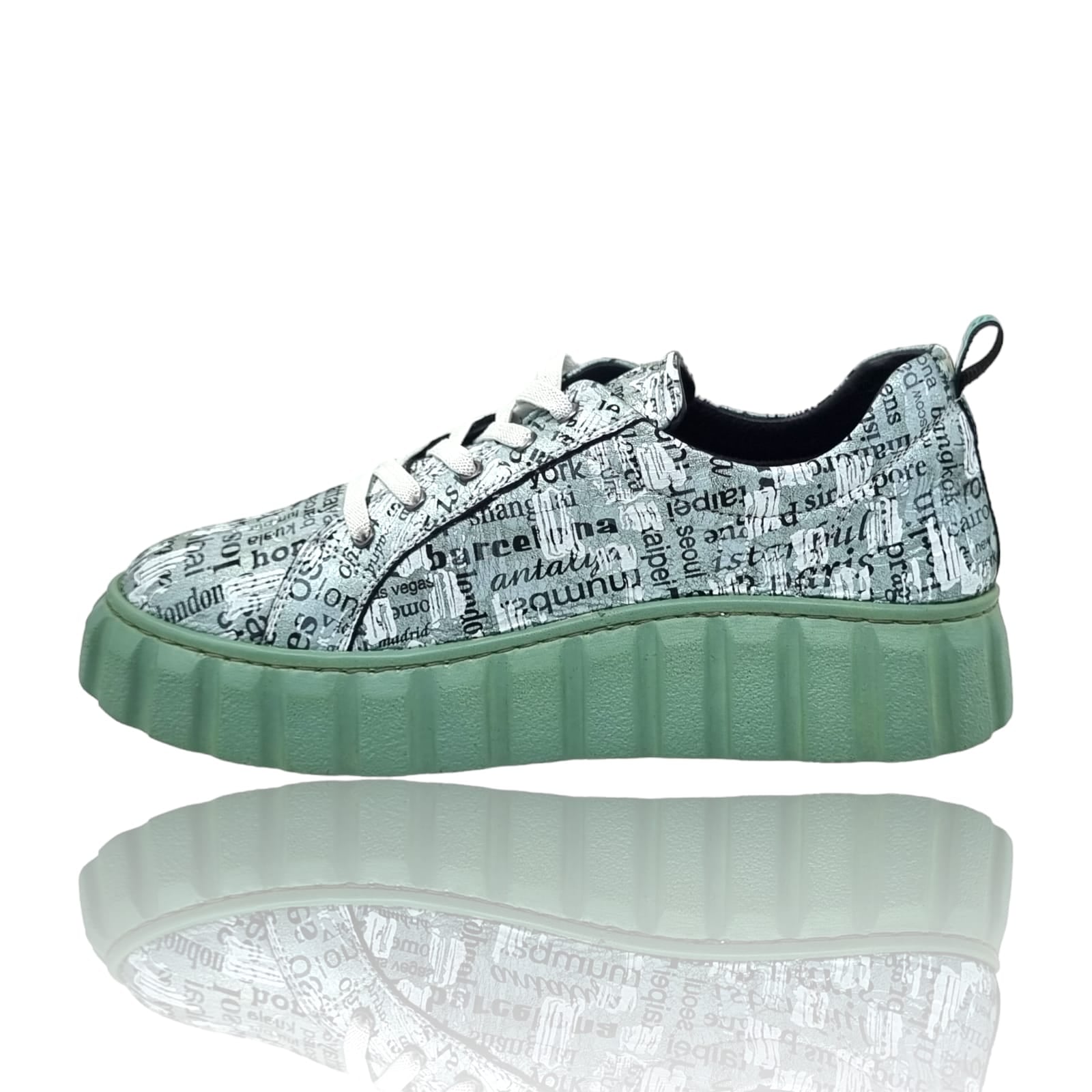 Pantofi Damă Casual Confort Din Piele Verde 25202