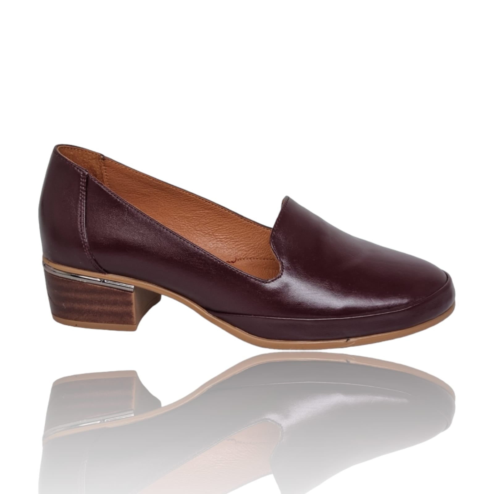 Pantofi Damă Casual Din Piele Naturală Bordo 25187