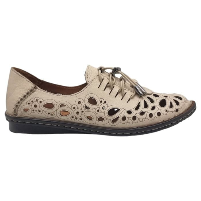 Pantofi Damă Casual Din Piele Naturală Crem 25380