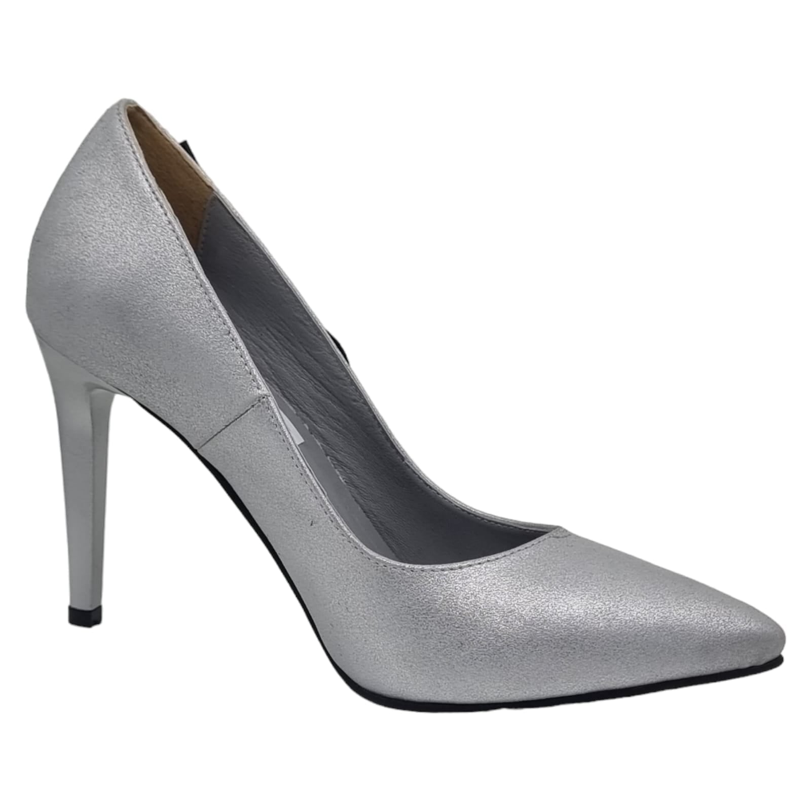 Pantofi Damă Eleganți Din Piele Naturală Argintiu 20555