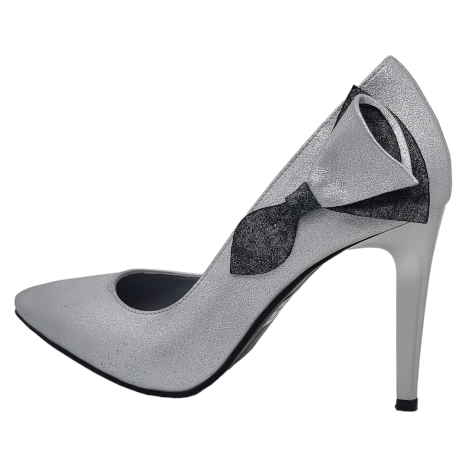 Pantofi Damă Eleganți Din Piele Naturală Argintiu 20555
