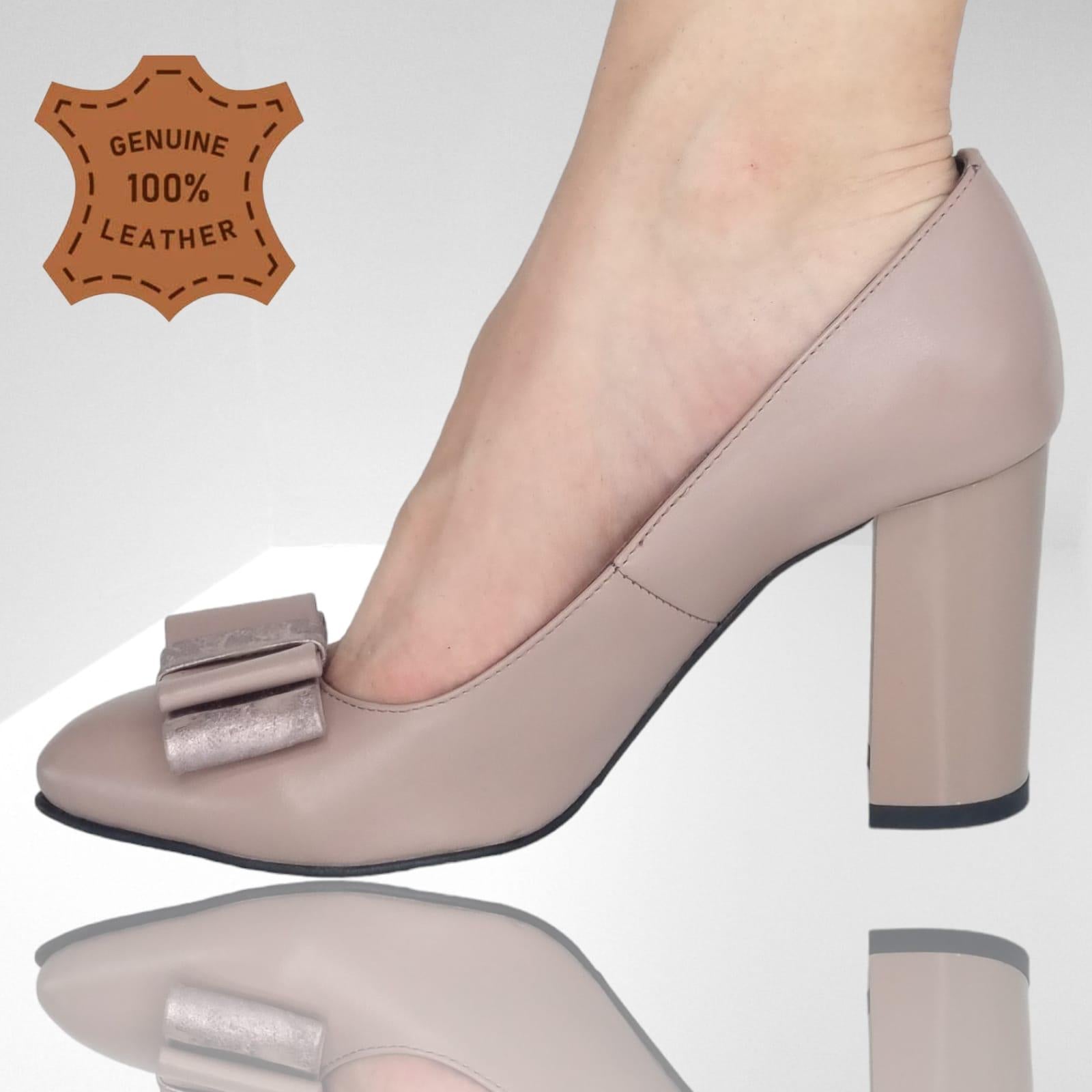 Pantofi Damă Eleganți Din Piele Naturală Nude 20558