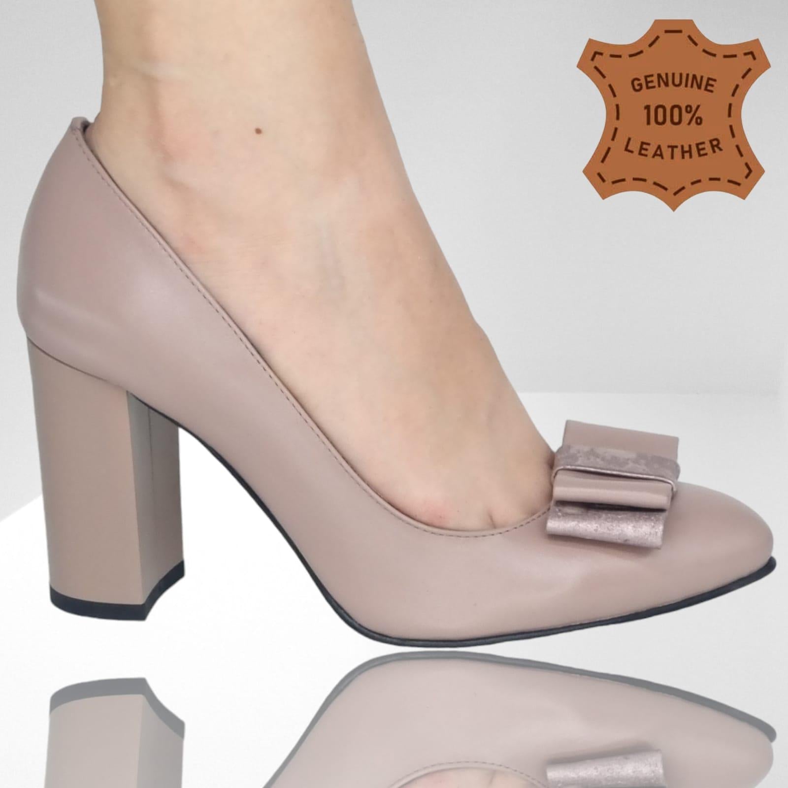 Pantofi Damă Eleganți Din Piele Naturală Nude 20558