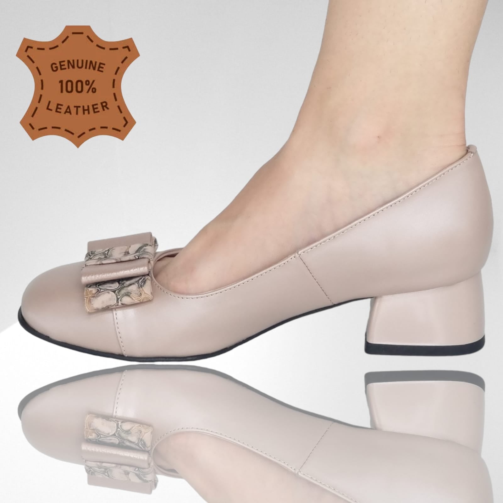 Pantofi Damă Eleganți Din Piele Naturală Cappuccino 20563