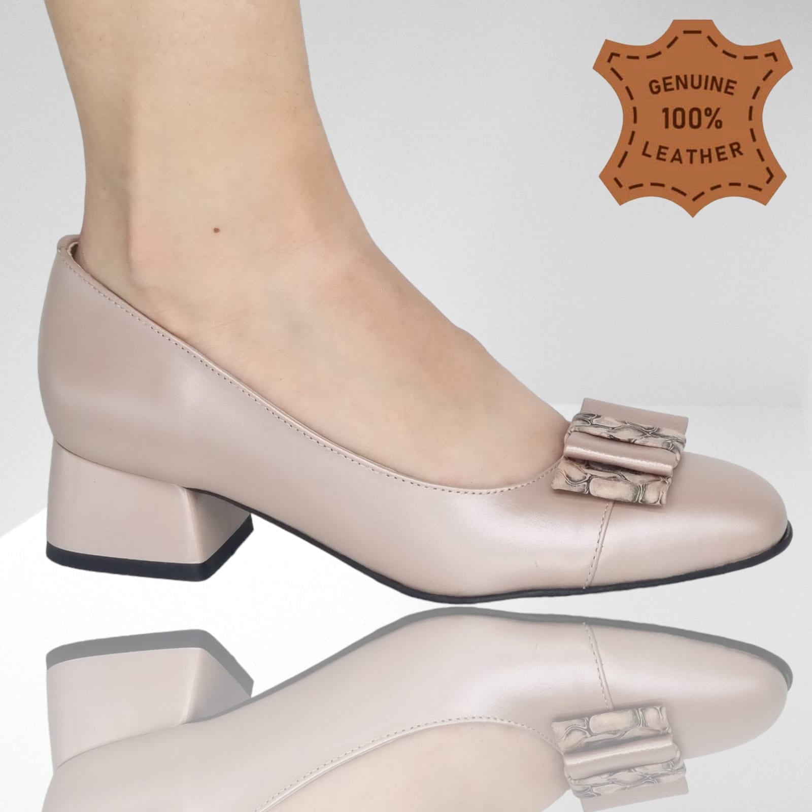 Pantofi Damă Eleganți Din Piele Naturală Cappuccino 20563