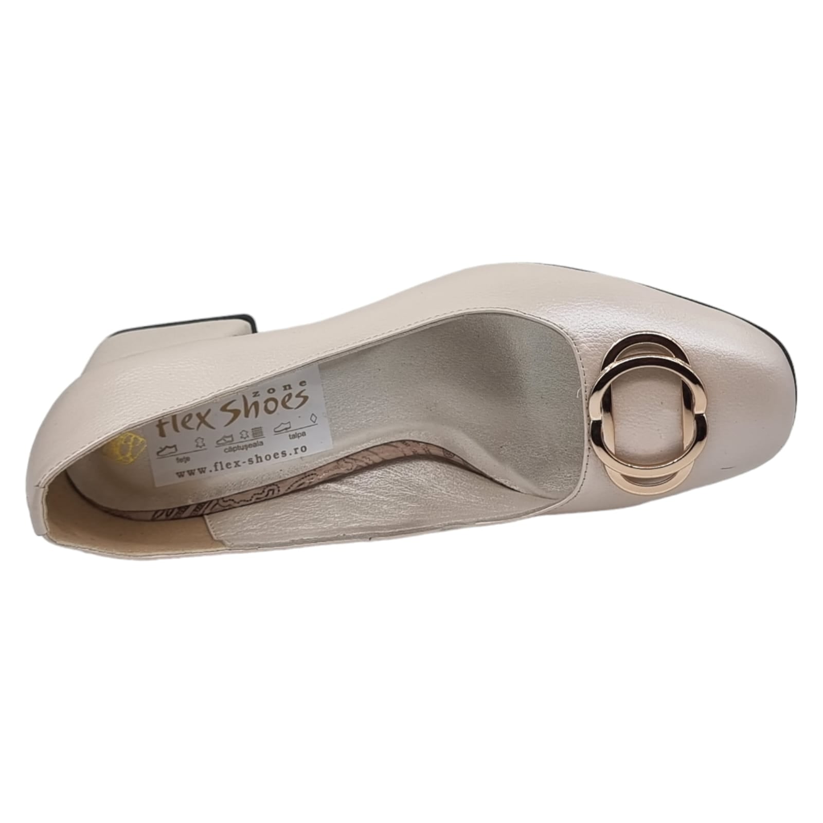 Pantofi Damă Eleganți Din Piele Naturală Crem Sid 20564