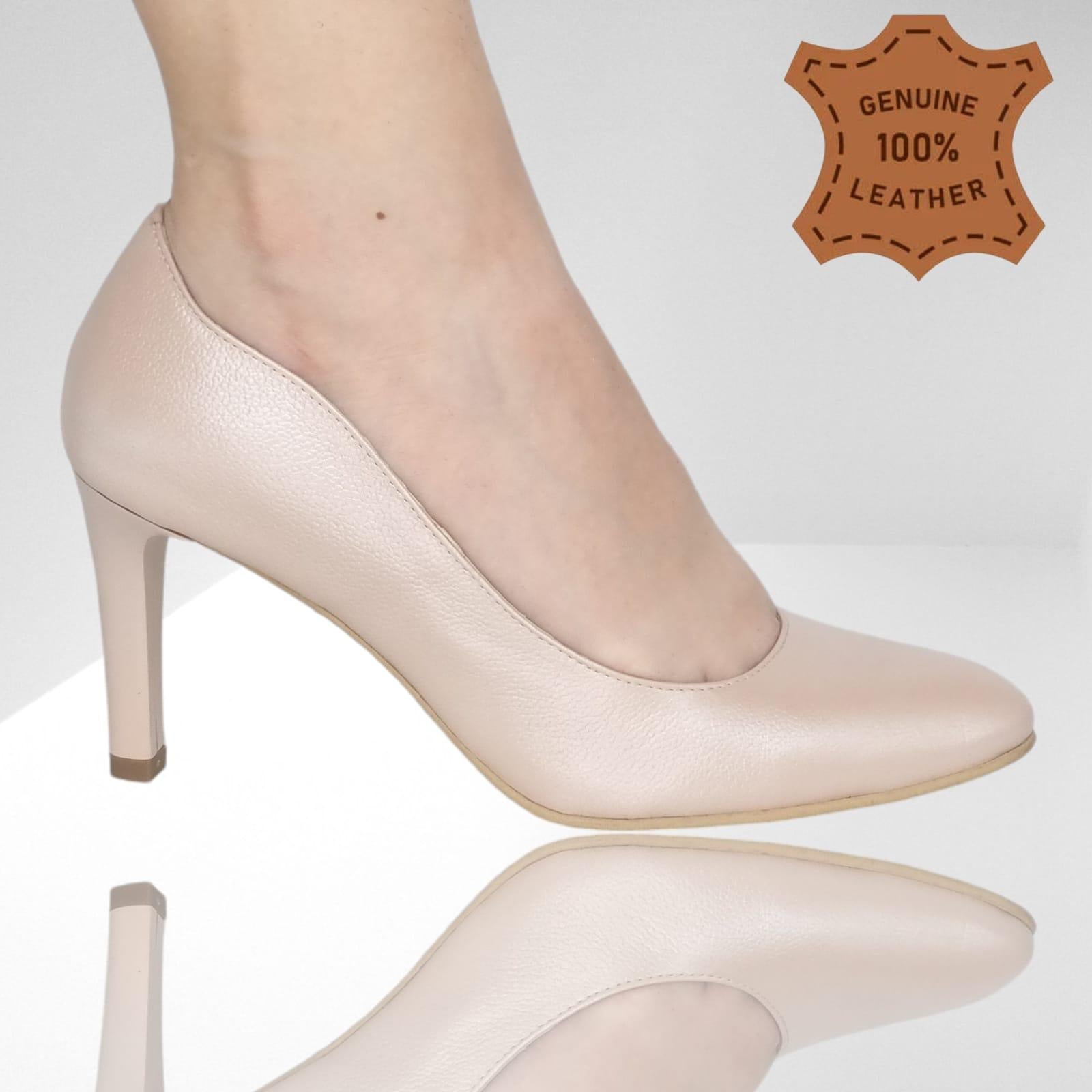 Pantofi Damă Eleganți Din Piele Naturală Nude 20568