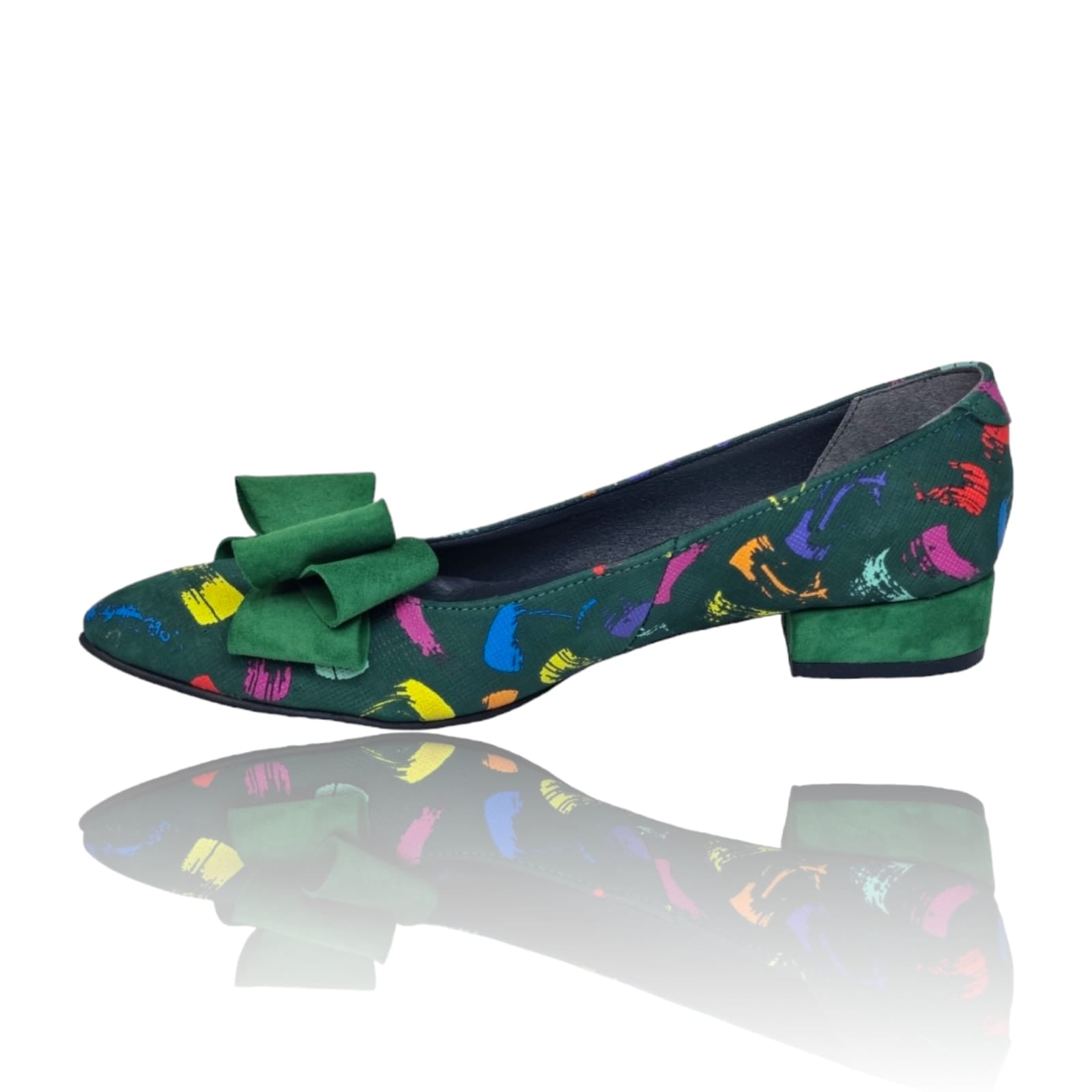 Pantofi Damă Eleganți Din Piele Naturală Verde Color 20581