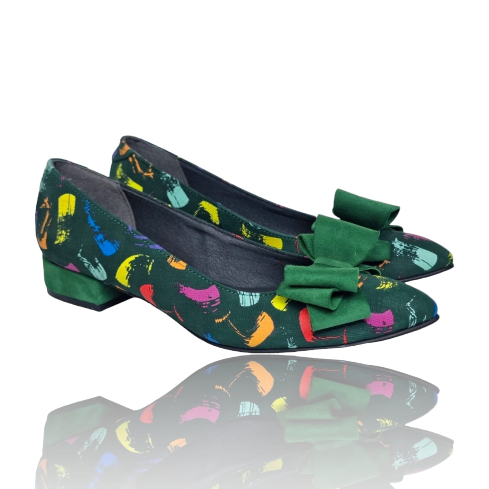 Pantofi Damă Eleganți Din Piele Naturală Verde Color 20581
