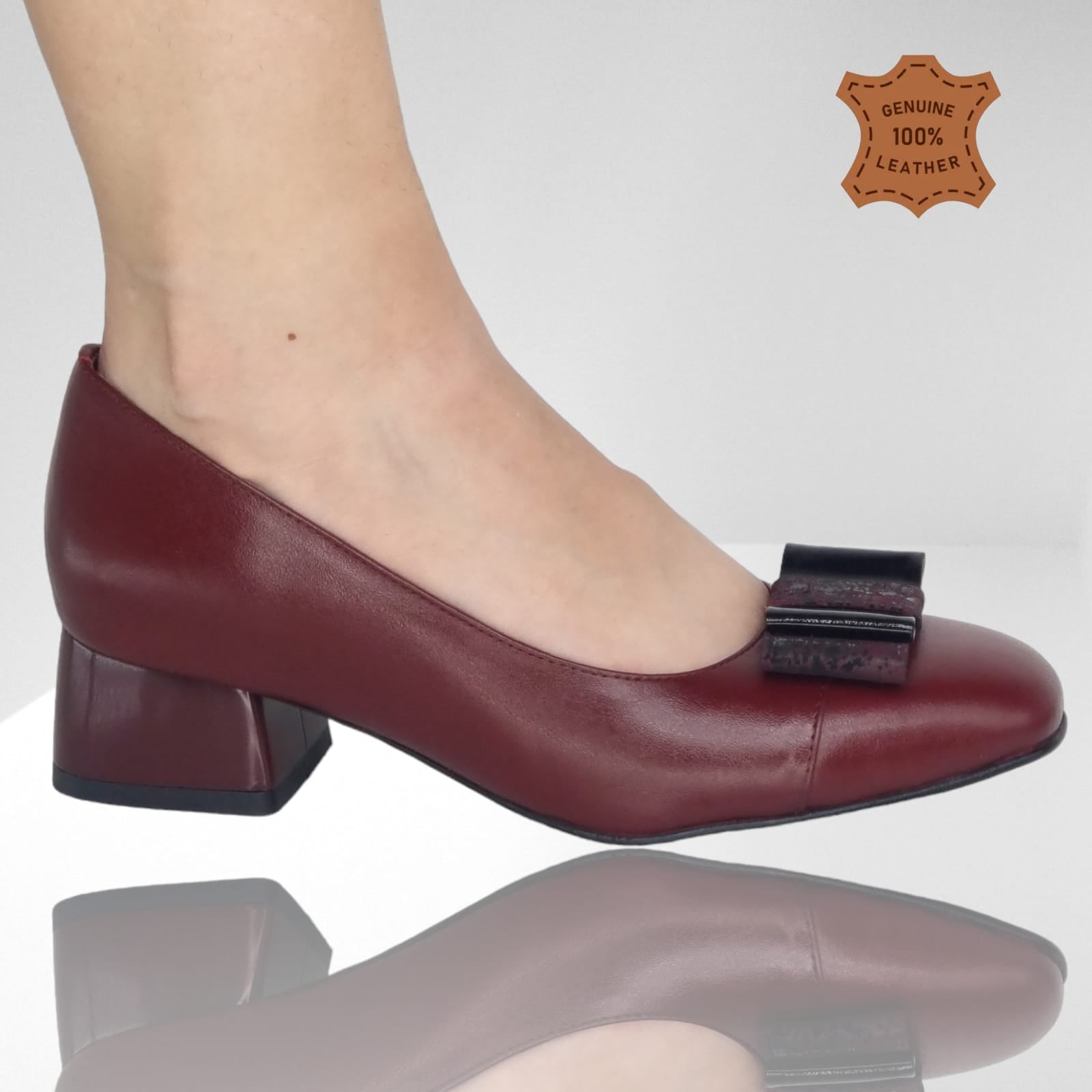 Pantofi Damă Eleganți Din Piele Naturală Bordo 20603