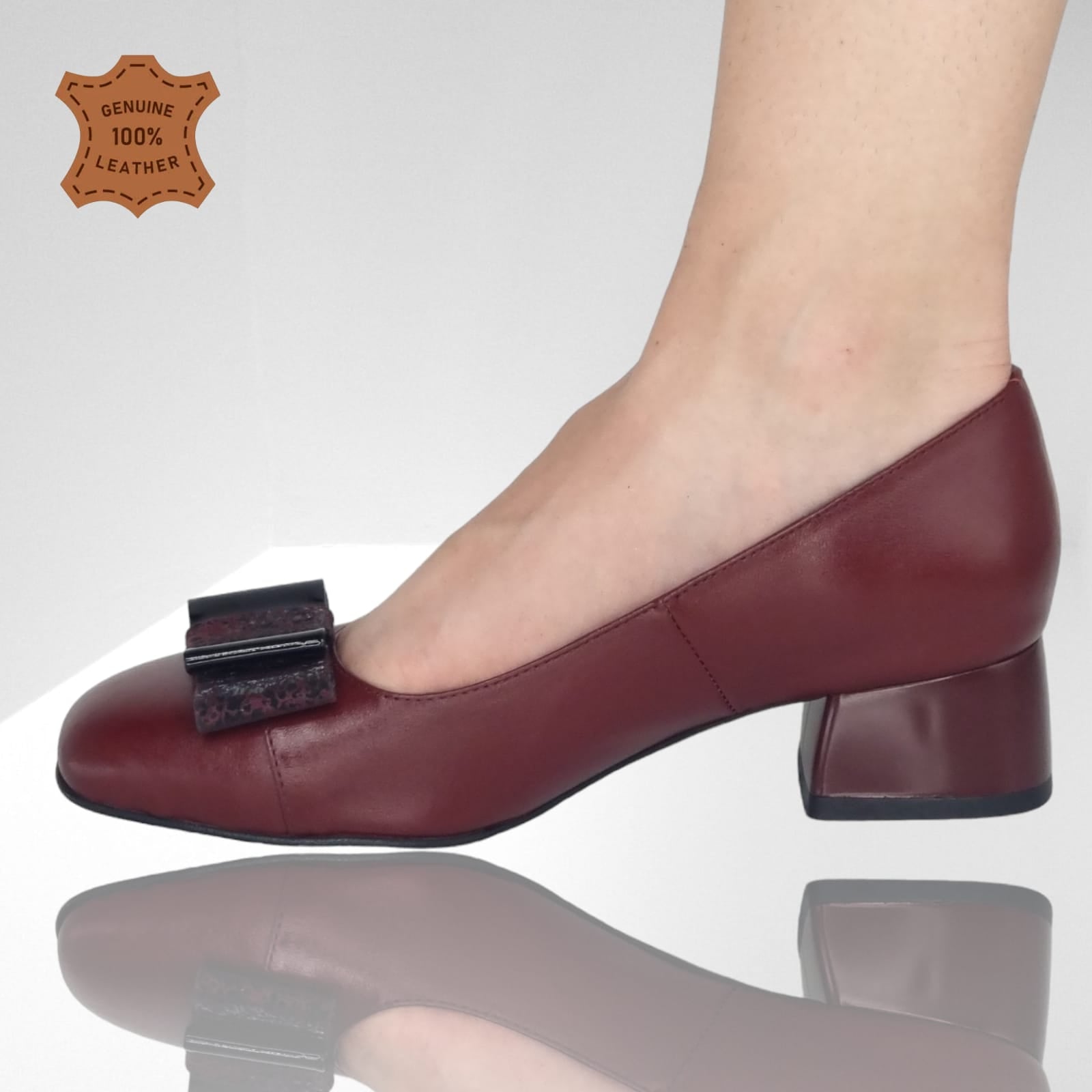 Pantofi Damă Eleganți Din Piele Naturală Bordo 20603