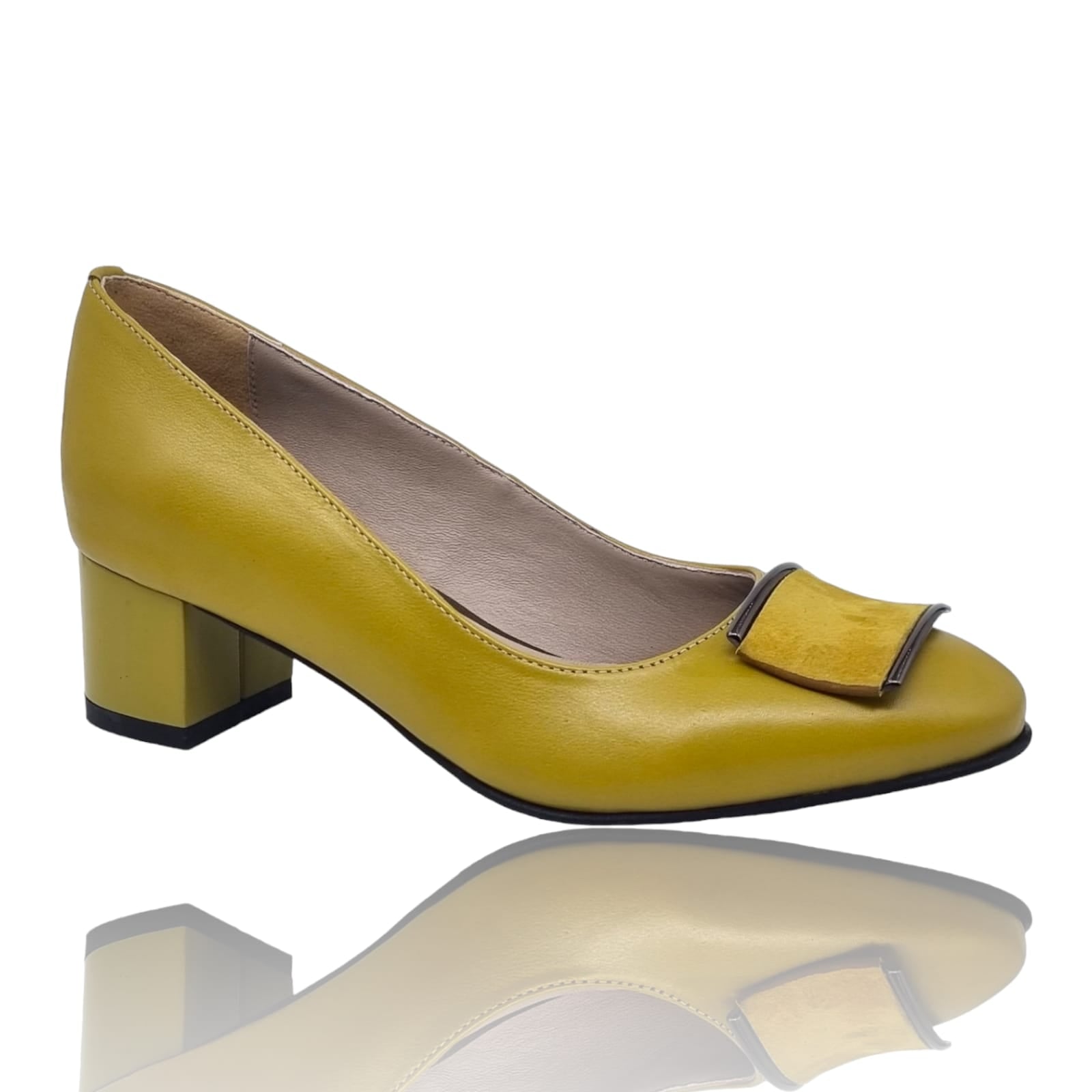 Pantofi Damă Eleganți Din Piele Naturală Mustar 20604