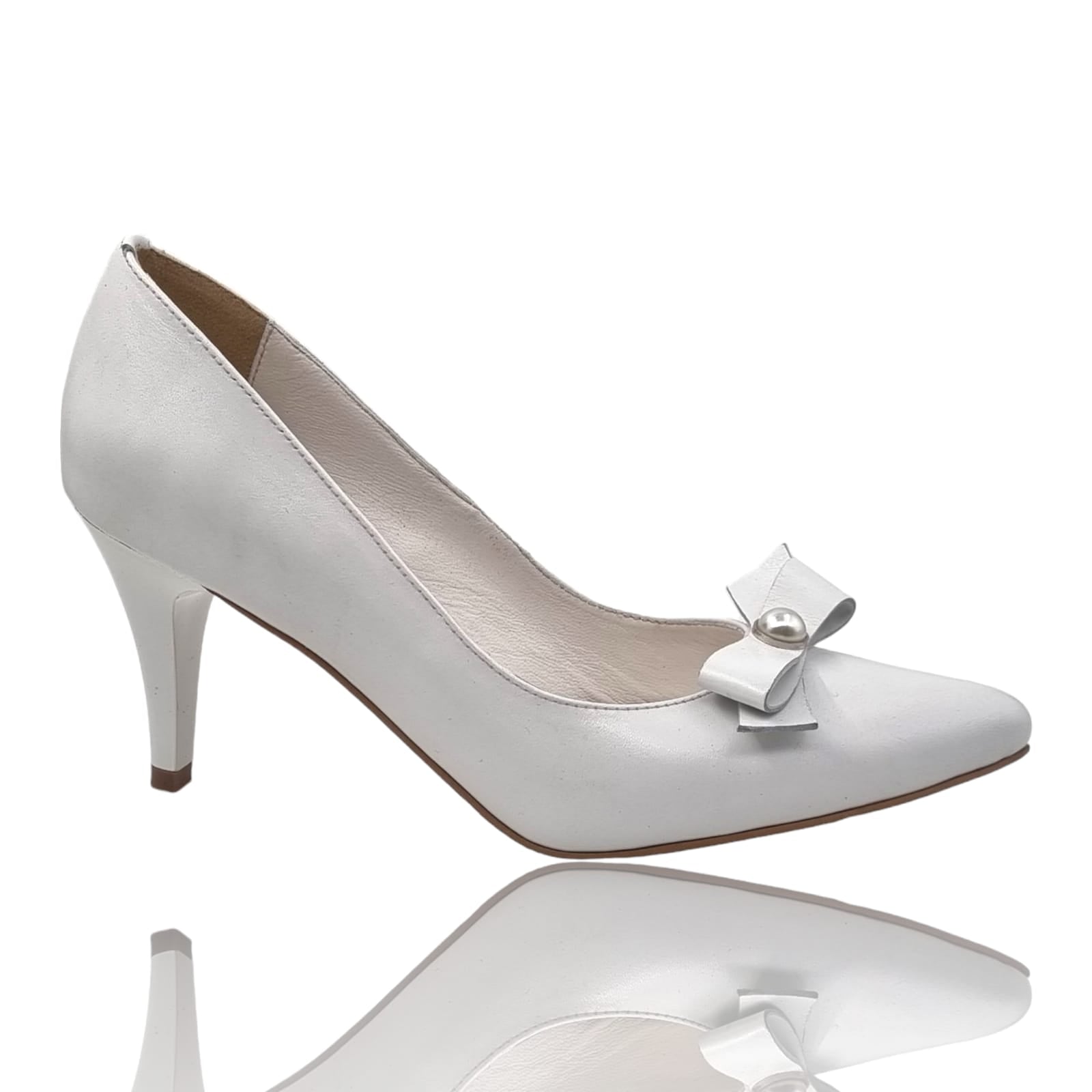 Pantofi Damă Eleganți Din Piele Naturală Albă 20611