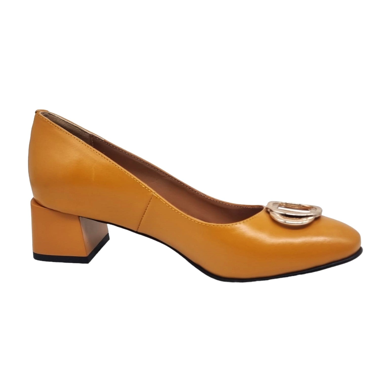 Pantofi Damă Eleganți Din Piele Naturală Mustar 20616