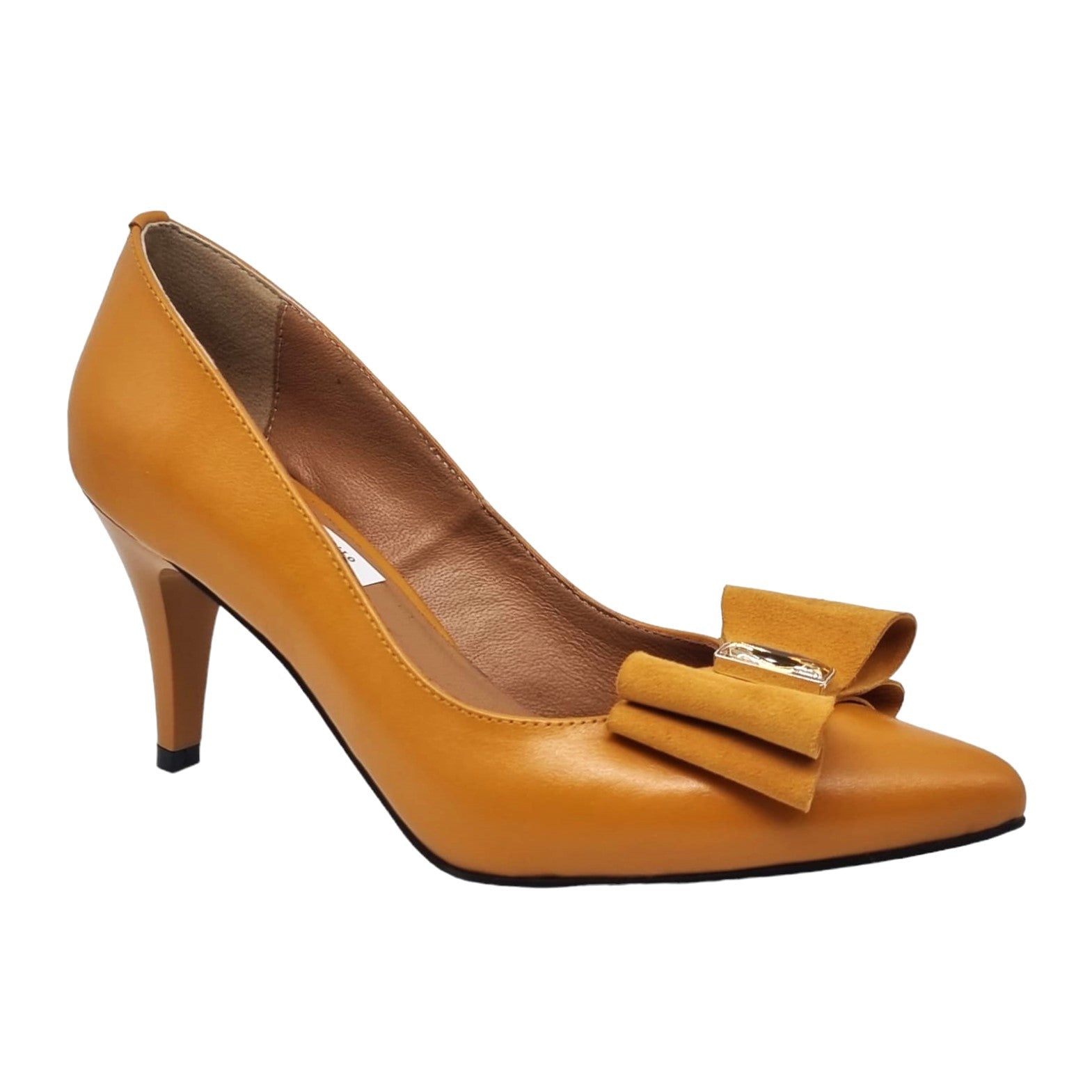 Pantofi Damă Eleganți Din Piele Naturală Mustar 20617