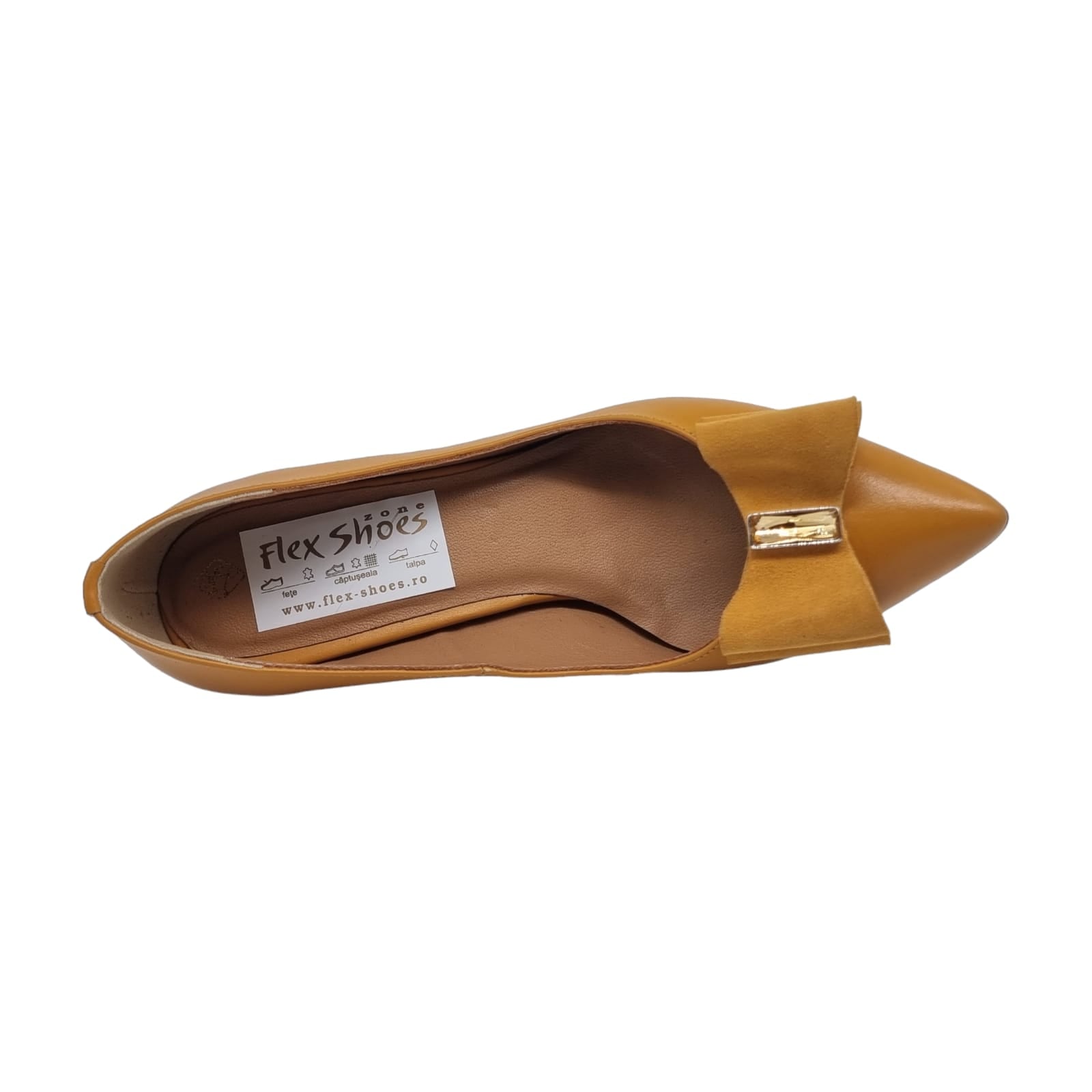 Pantofi Damă Eleganți Din Piele Naturală Mustar 20617