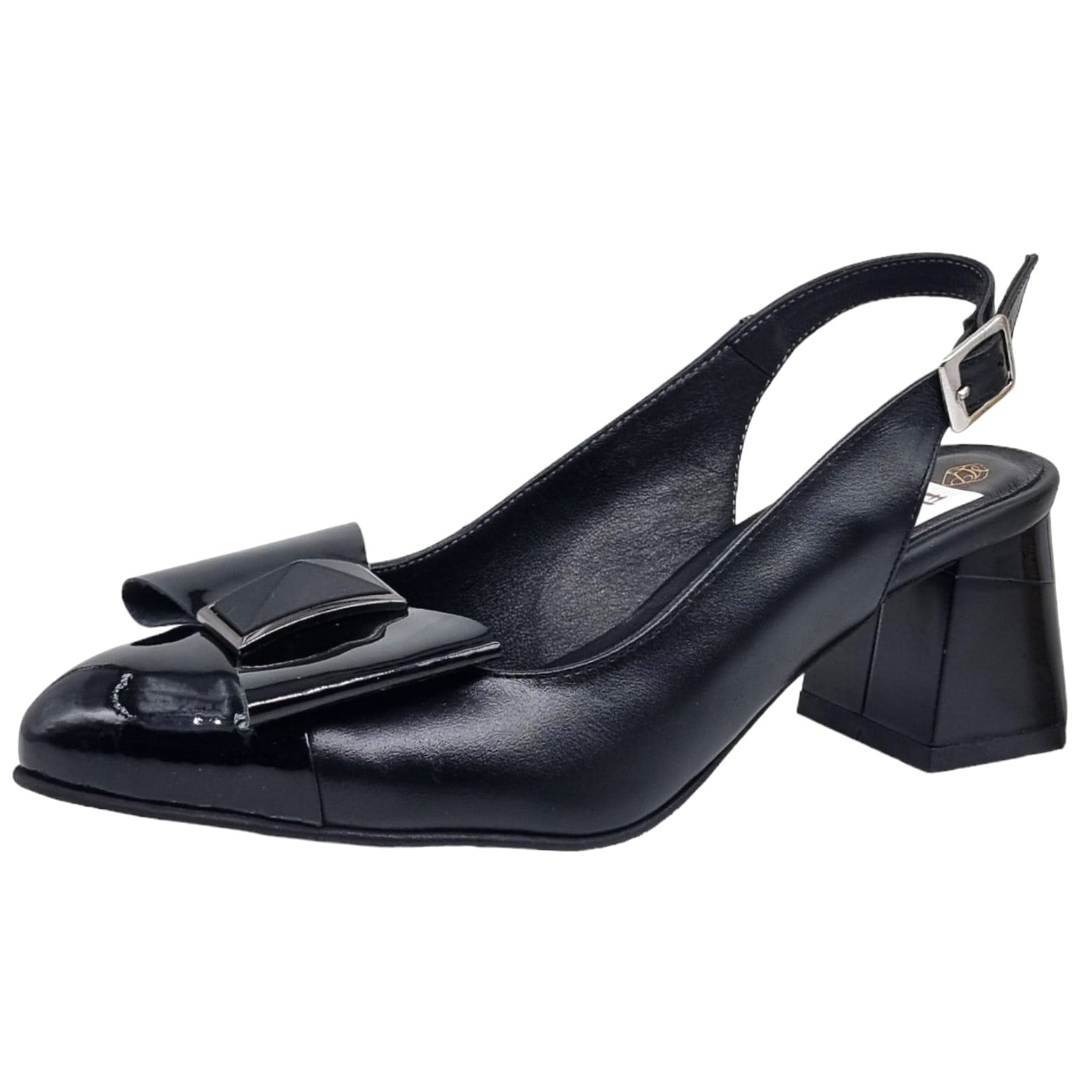 Pantofi Damă Eleganți Din Piele Naturală Neagră Lac 20447