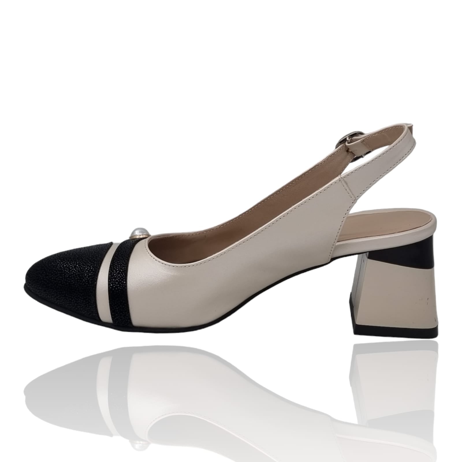 Pantofi Damă Eleganți Din Piele Naturală Crem 20453
