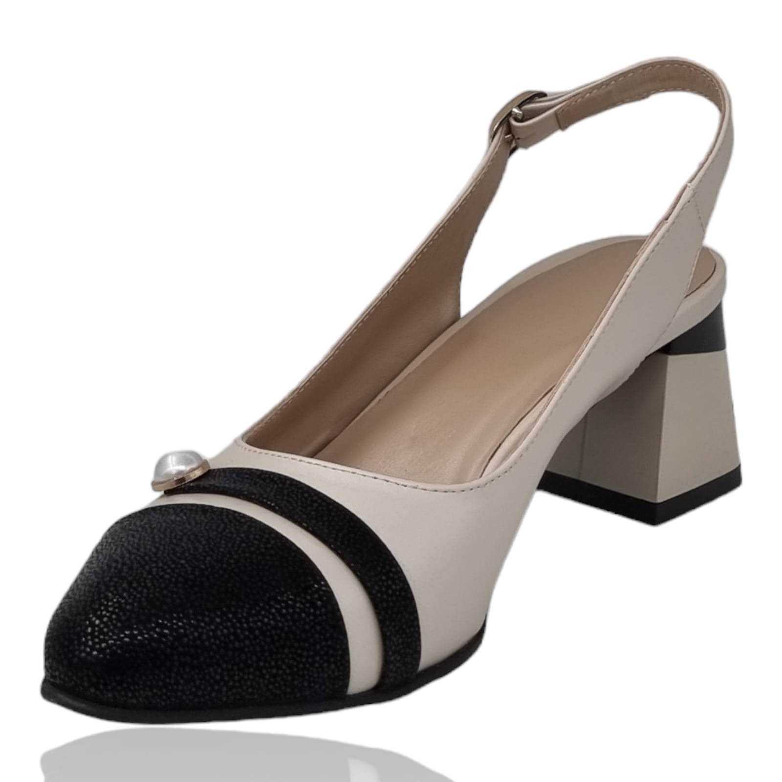 Pantofi Damă Eleganți Din Piele Naturală Crem 20453