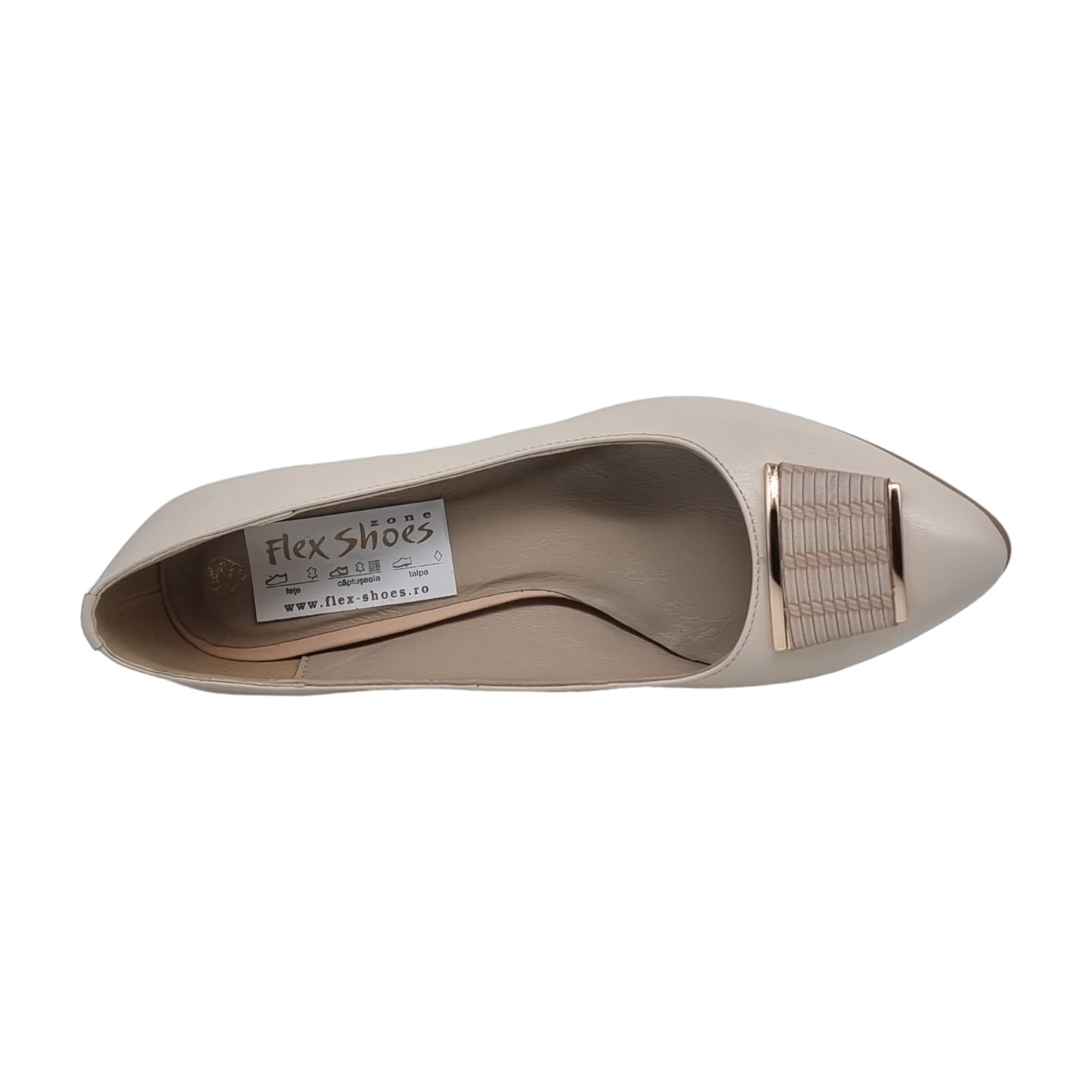 Pantofi Damă Eleganți Din Piele Naturală Crem 20619