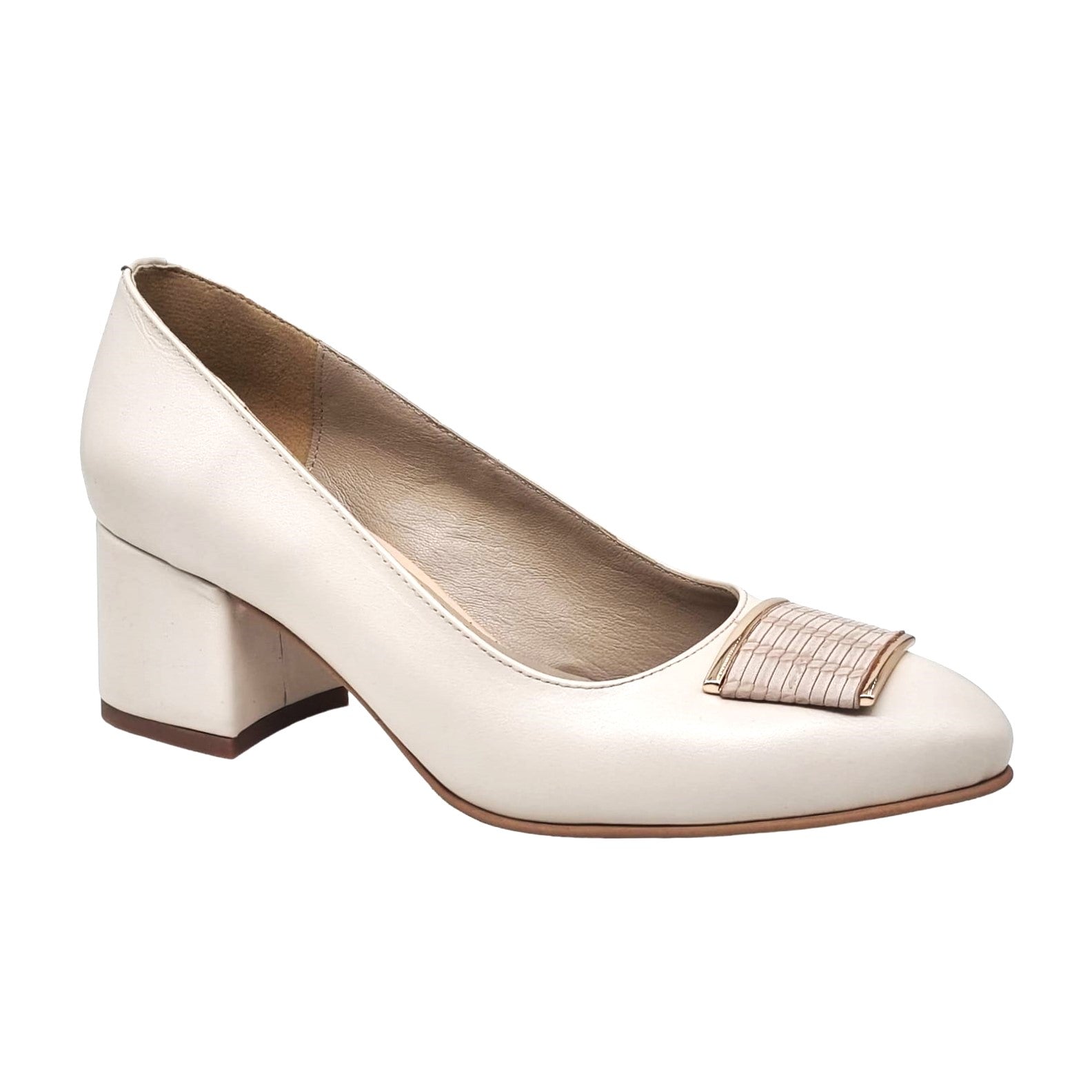 Pantofi Damă Eleganți Din Piele Naturală Crem 20619