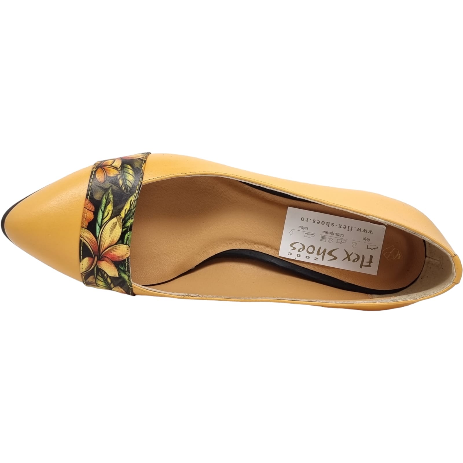 Pantofi Damă Eleganți Din Piele Naturală Galbenă 20624