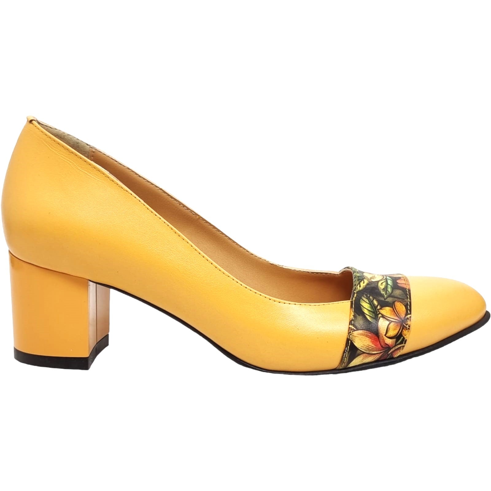Pantofi Damă Eleganți Din Piele Naturală Galbenă 20624