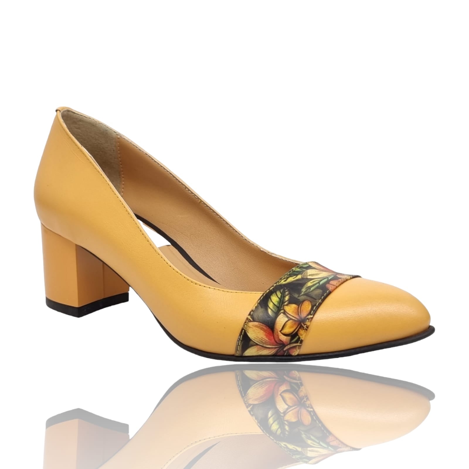 Pantofi Damă Eleganți Din Piele Naturală Galbenă 20624