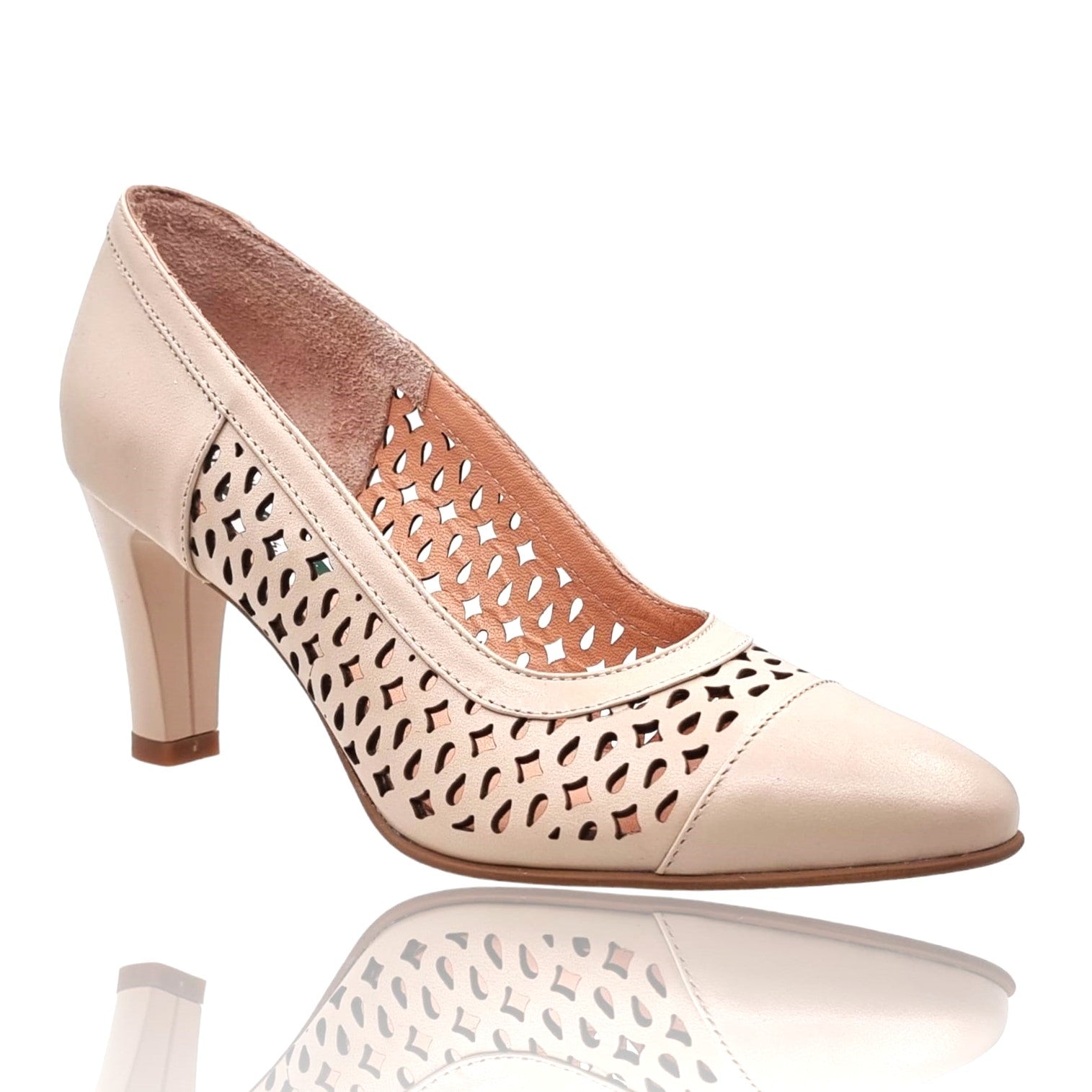 Pantofi Damă Eleganți Din Piele Naturală Crem 20648