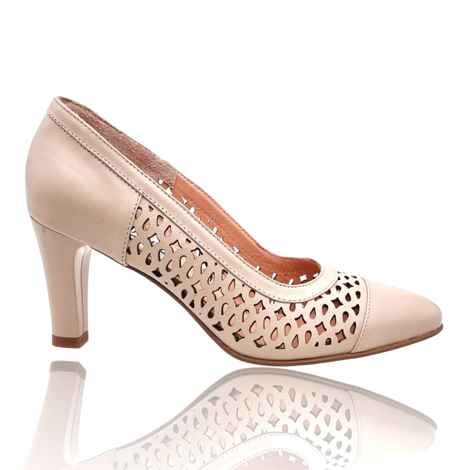 Pantofi Damă Eleganți Din Piele Naturală Crem 20648