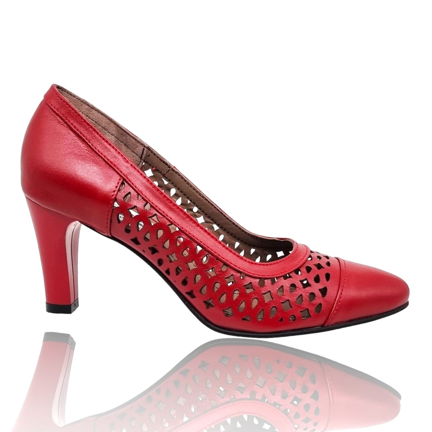 Pantofi Damă Eleganți Din Piele Naturală Roșie 20649