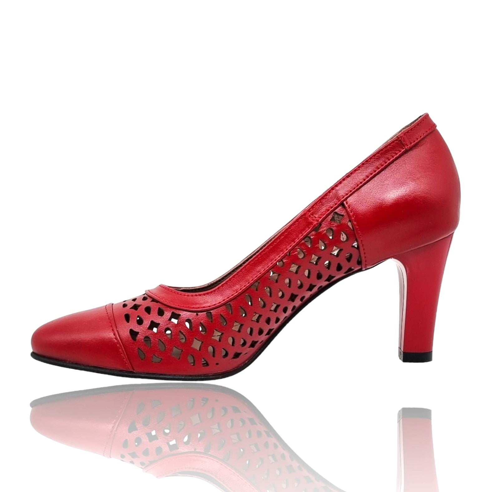 Pantofi Damă Eleganți Din Piele Naturală Roșie 20649