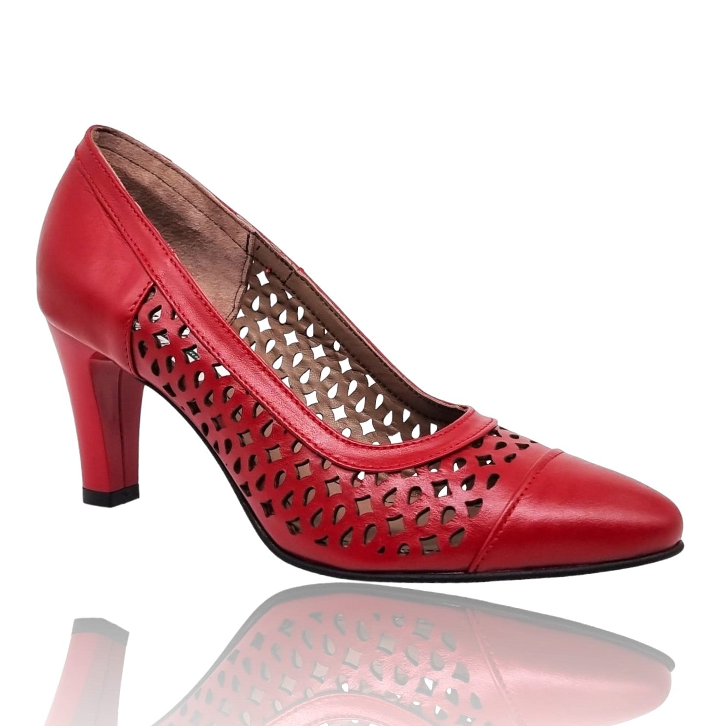 Pantofi Damă Eleganți Din Piele Naturală Roșie 20649