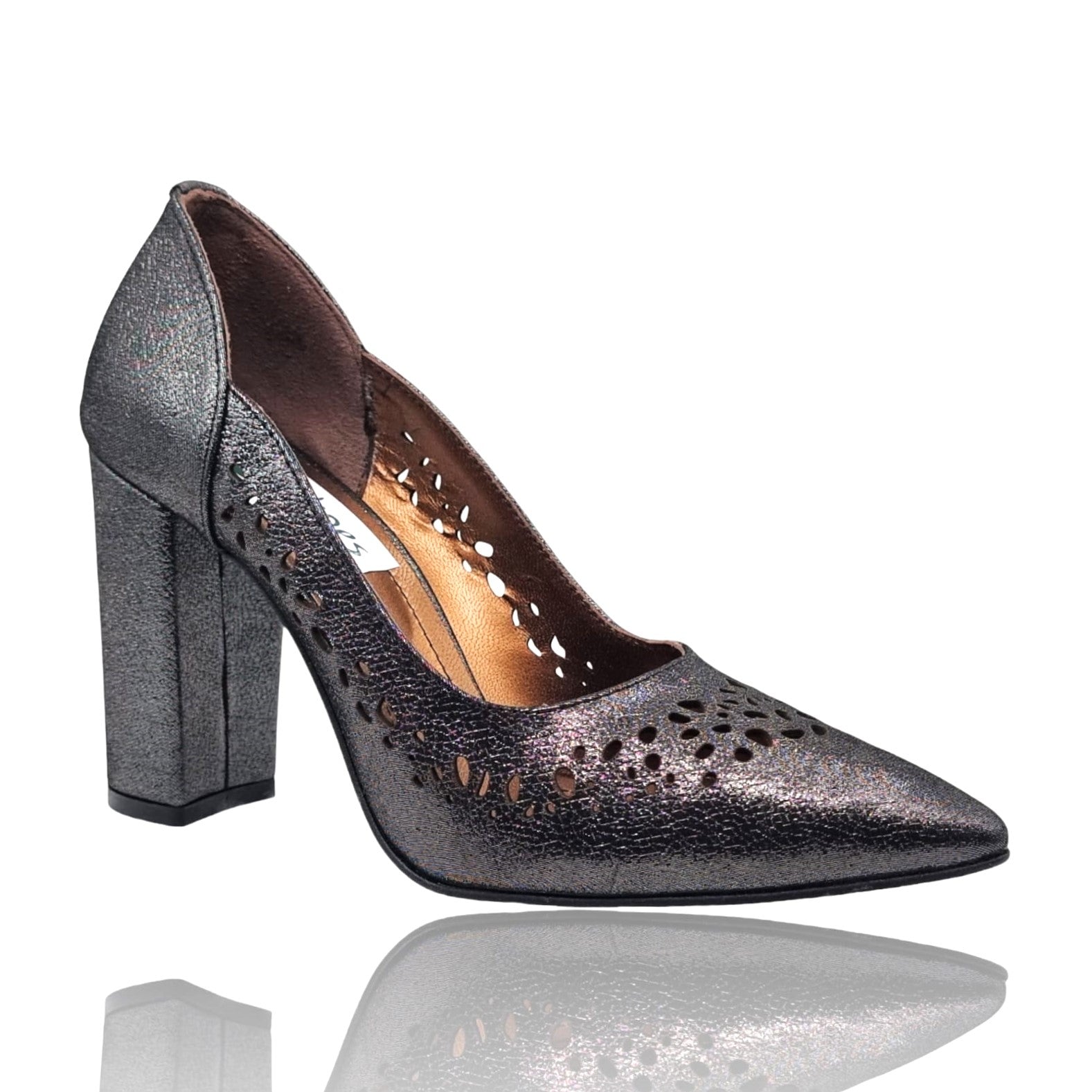 Pantofi Damă Eleganți Din Piele Naturală Gri Sidef 20653