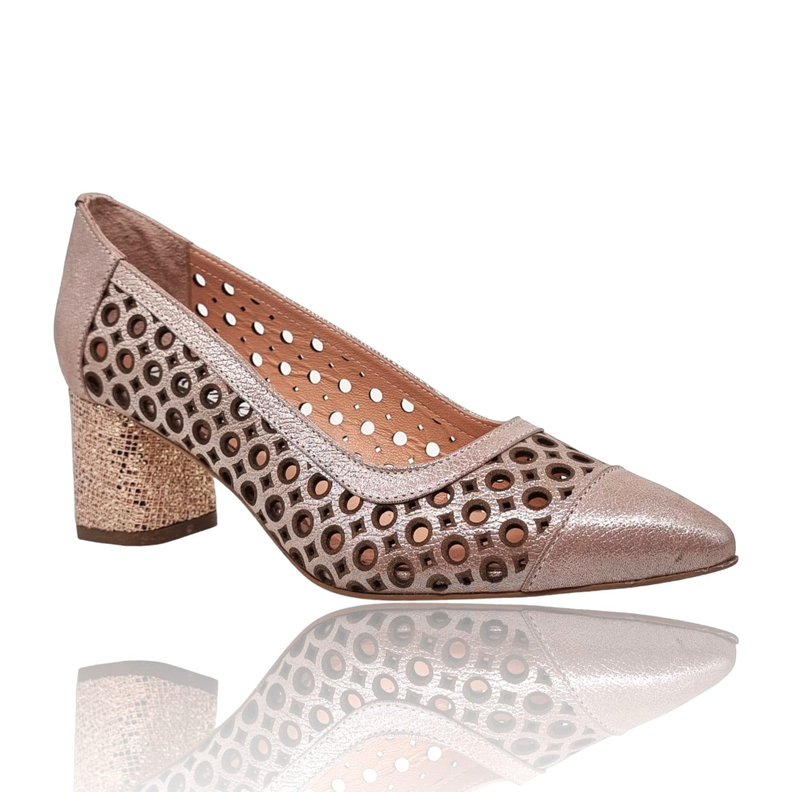 Pantofi Damă Eleganți Din Piele Naturală Pudra 20658