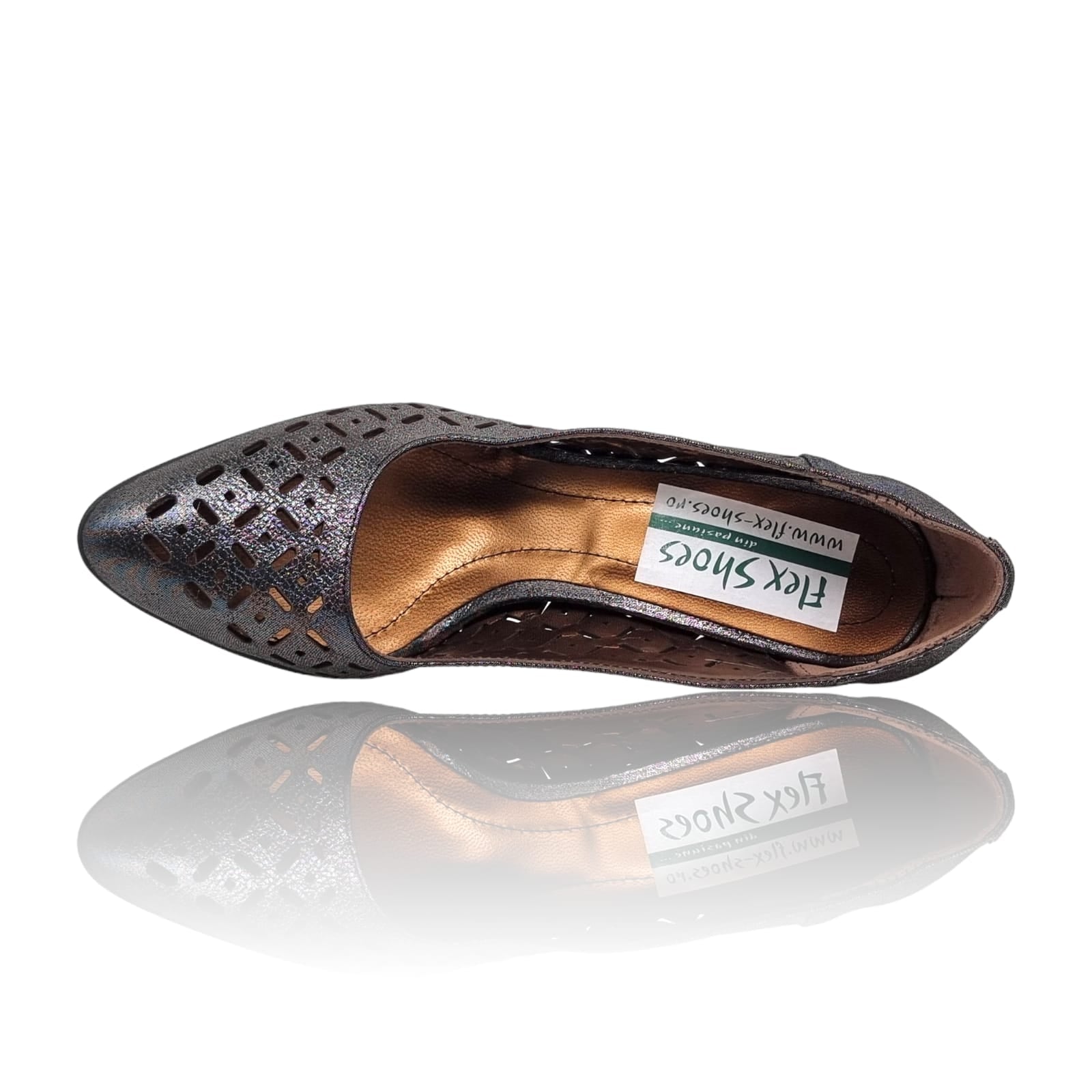 Pantofi Damă Eleganți Din Piele Naturală Gri Sidef 20664