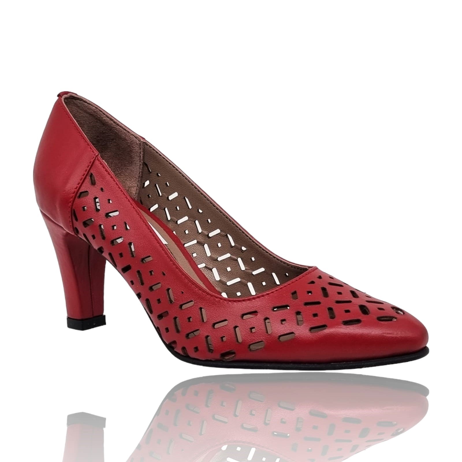 Pantofi Damă Eleganți Din Piele Naturală Roșie 20666