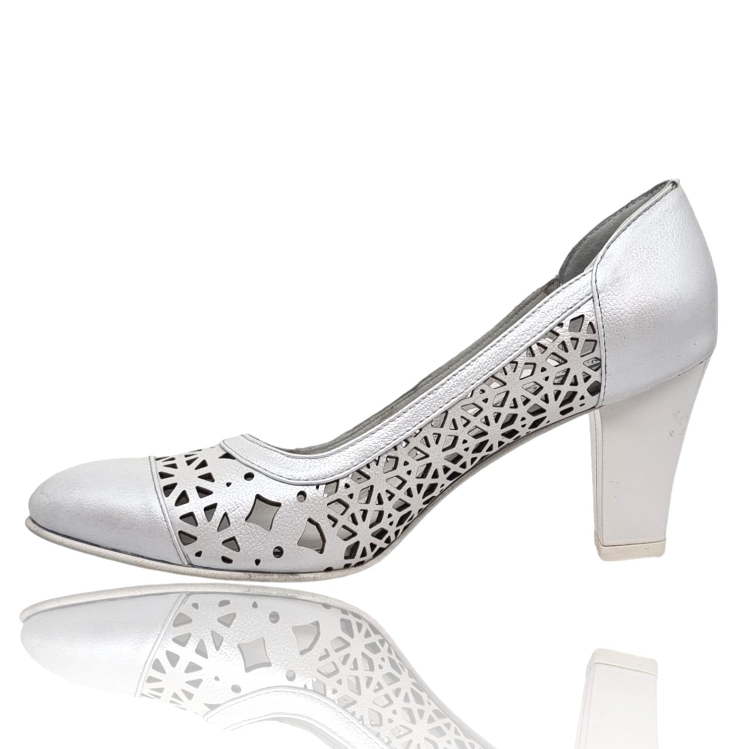 Pantofi Damă Eleganți Din Piele Naturală Albă 20676