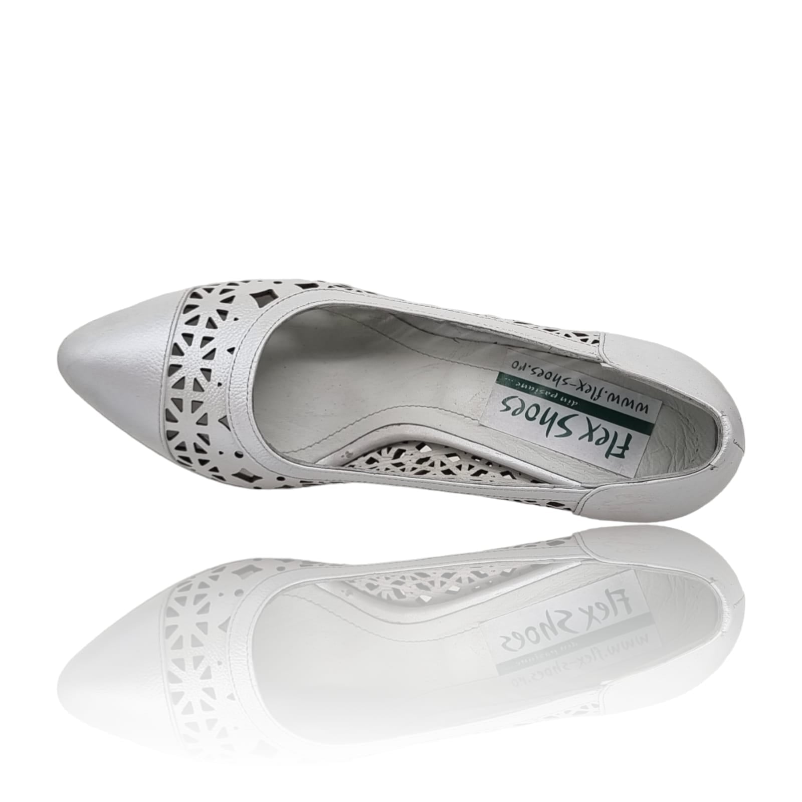 Pantofi Damă Eleganți Din Piele Naturală Albă 20676