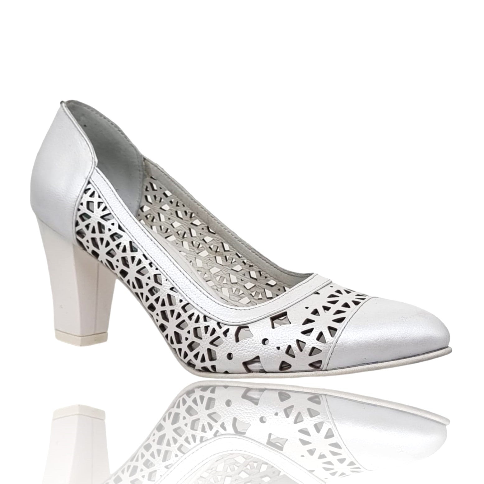 Pantofi Damă Eleganți Din Piele Naturală Albă 20676