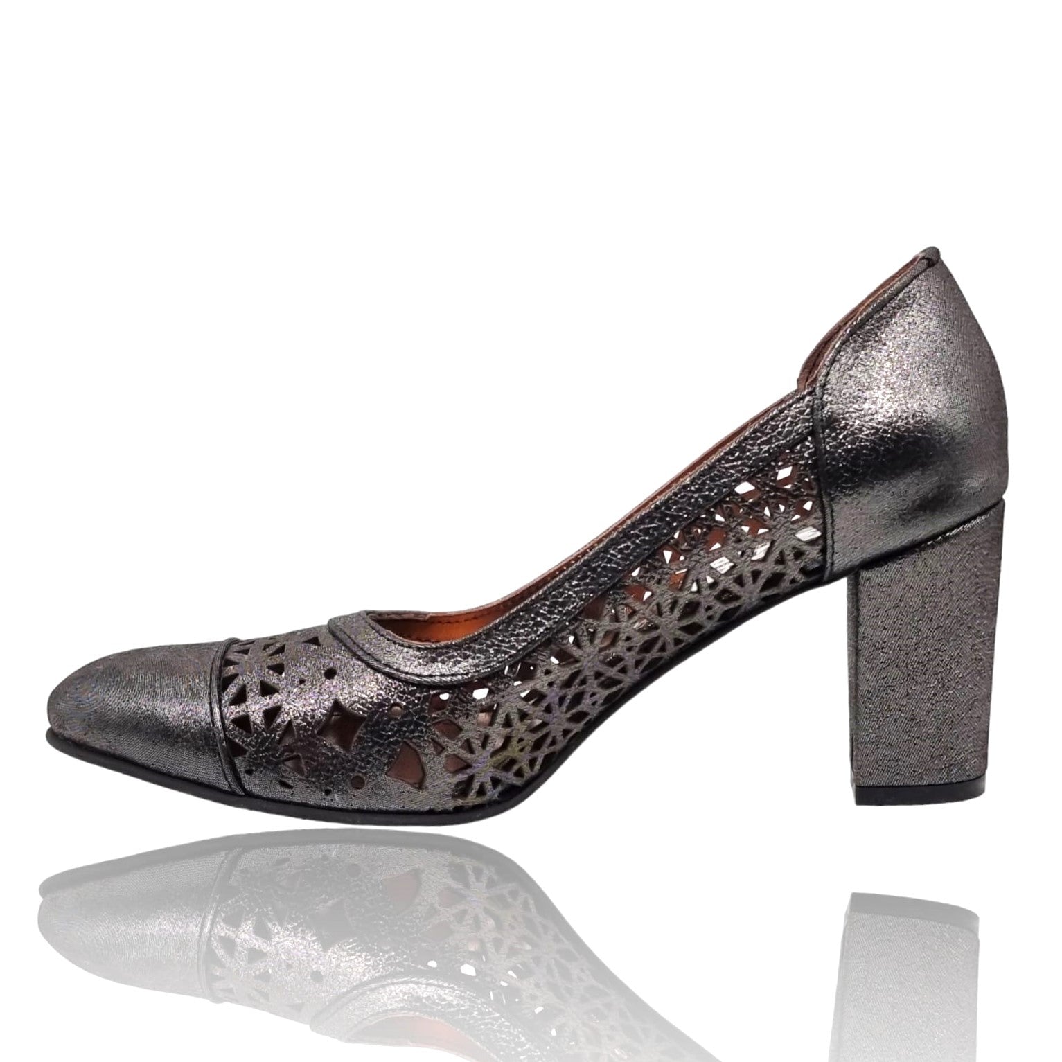 Pantofi Damă Eleganți Din Piele Naturală Gri Sidef 20678