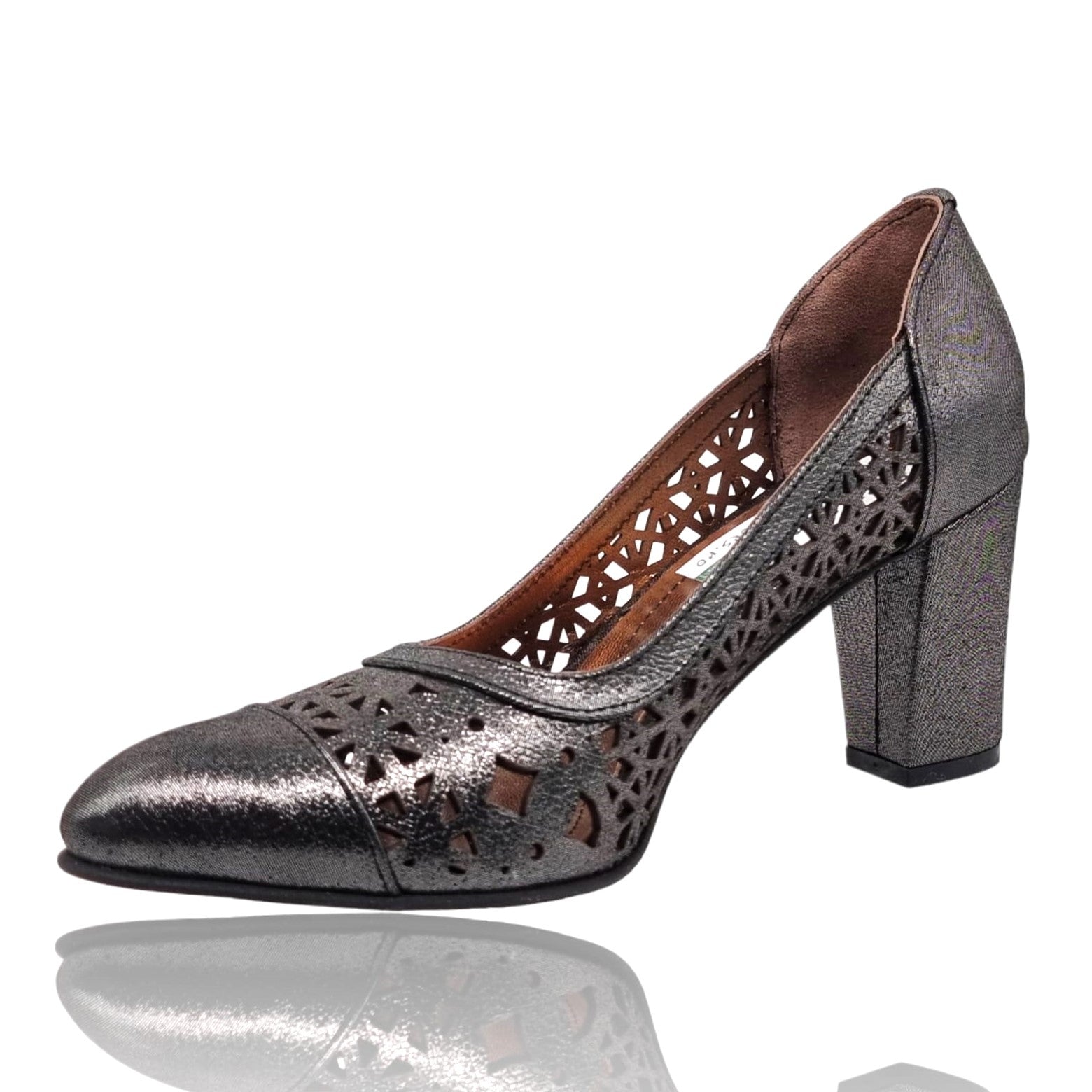Pantofi Damă Eleganți Din Piele Naturală Gri Sidef 20678
