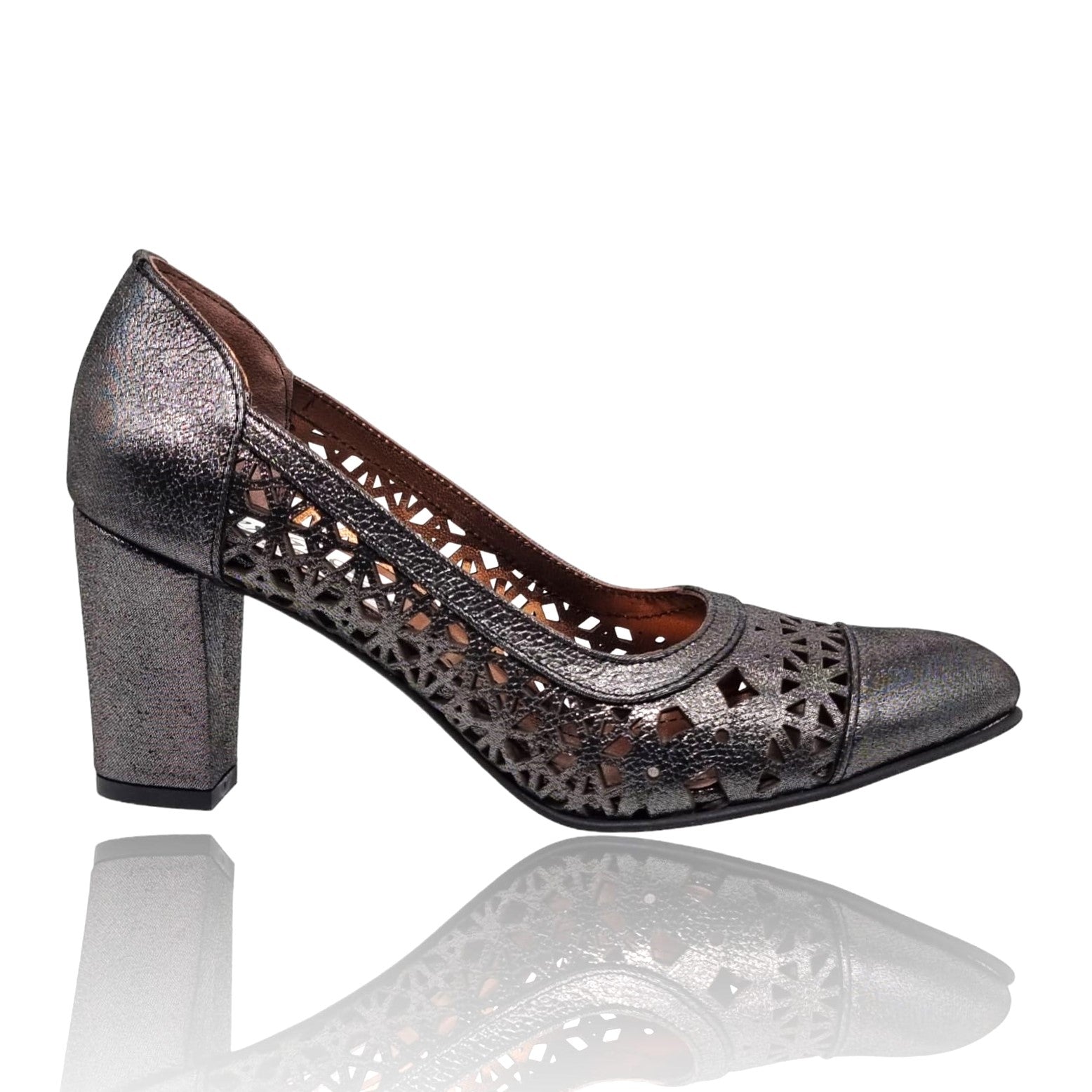 Pantofi Damă Eleganți Din Piele Naturală Gri Sidef 20678