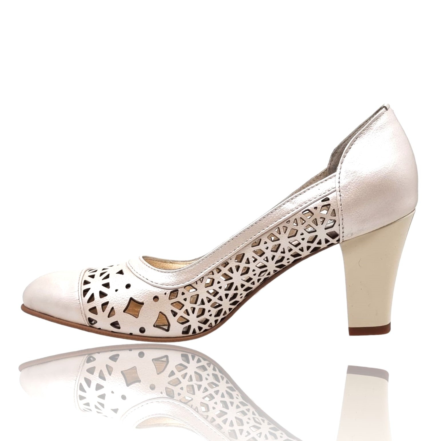 Pantofi Damă Eleganți Din Piele Naturală Crem 20681